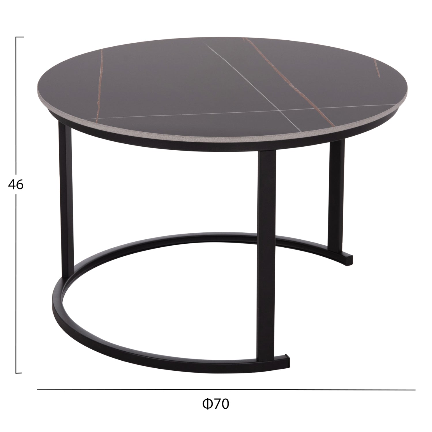 Комплект холни маси 2 бр   Talos с вид на черен мрамор 2бр./φ70  и ф50см