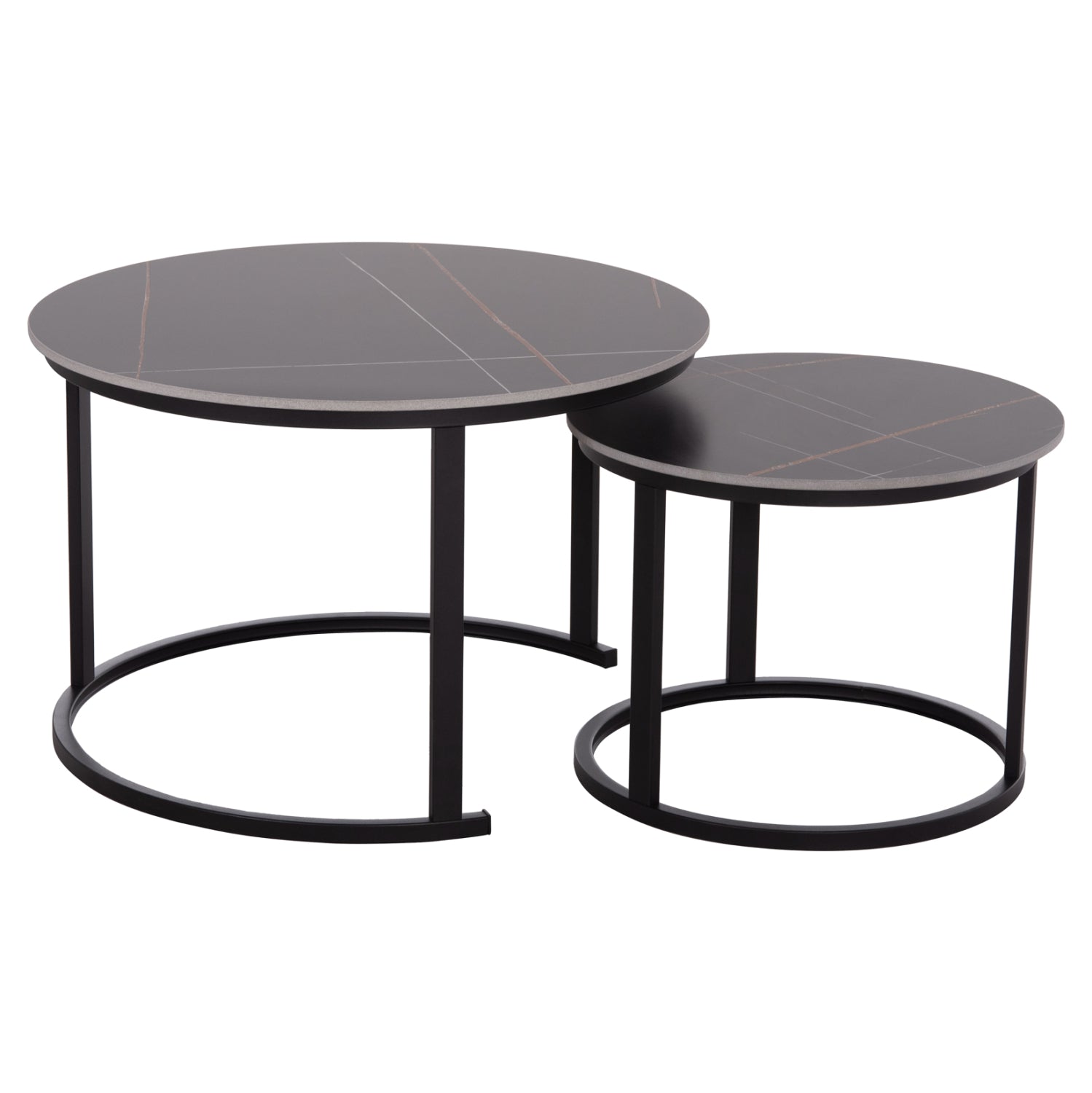 Комплект холни маси 2 бр   Talos с вид на черен мрамор 2бр./φ70  и ф50см