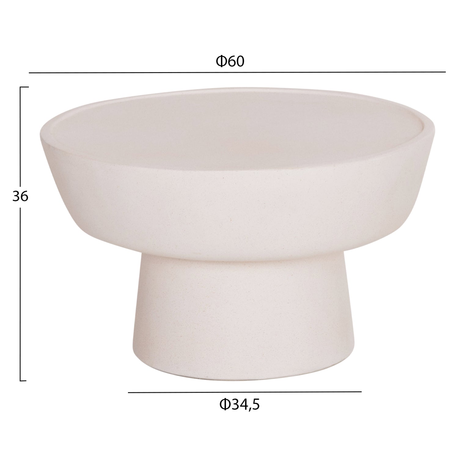 Масичка за кафе PIRSON от фиброцимент в бяло  φ60x36см.
