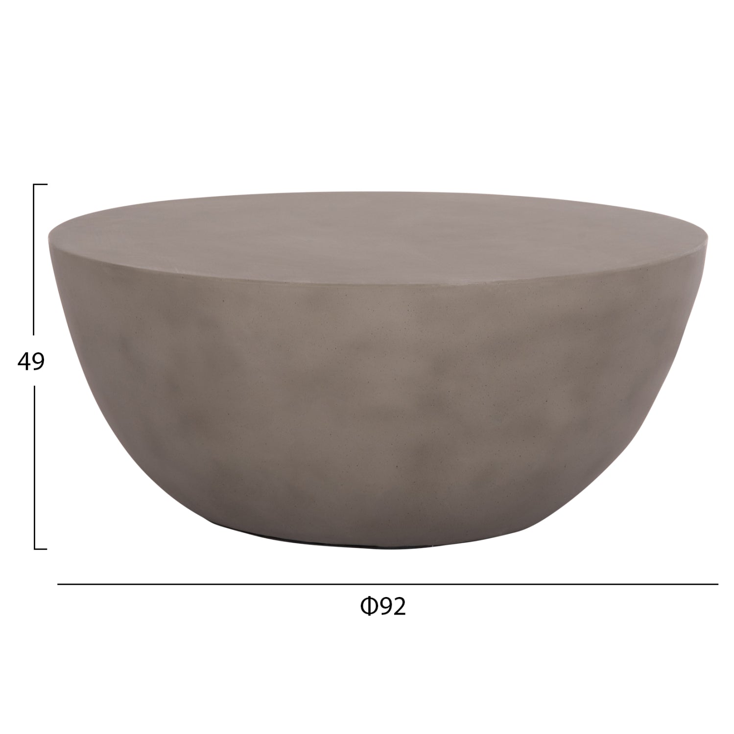 Кръгла холна маса Allan фибро цимент  в сиво--Ф92x49см