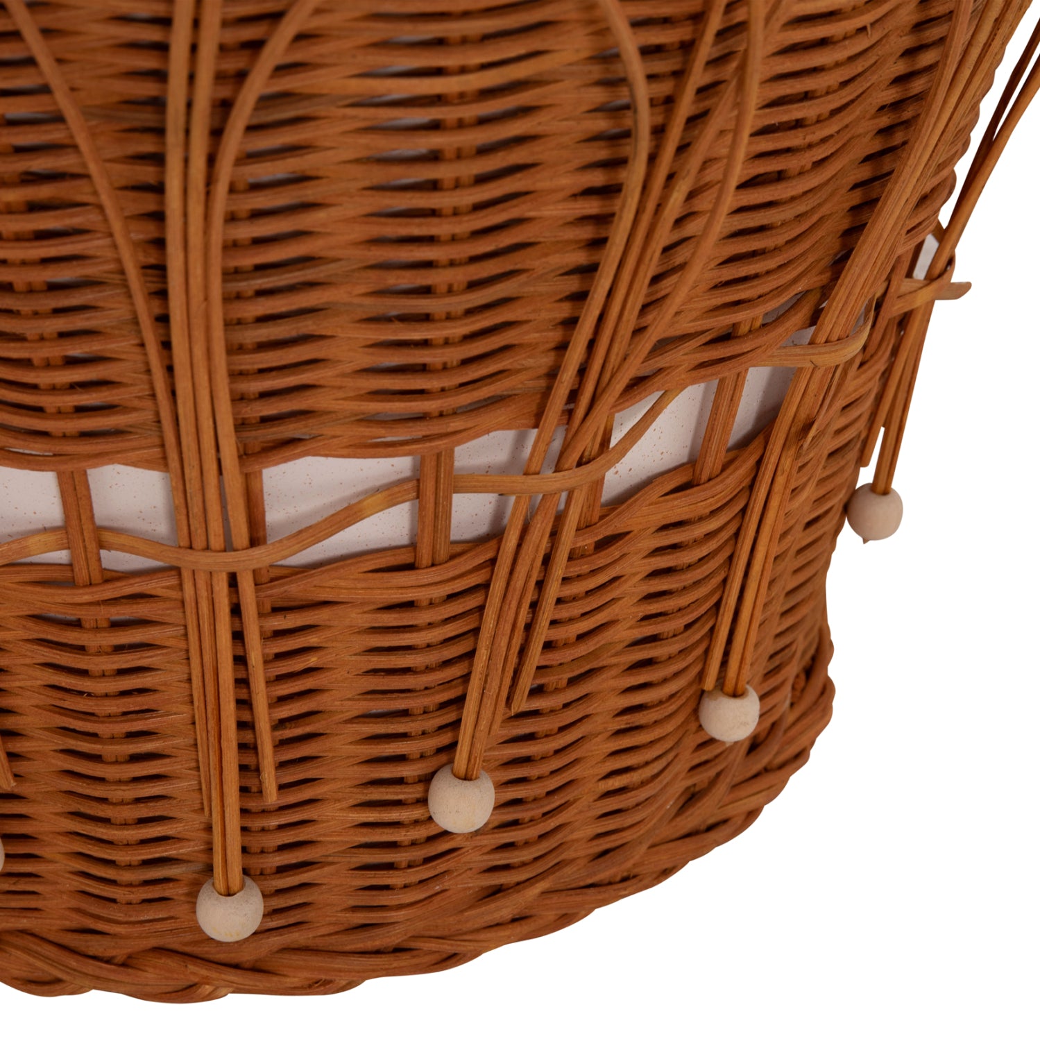 Кръгла масичка за кафе PERRAL,  фибър цимент, в бял - естествен ратан -- φ55x45hсм.