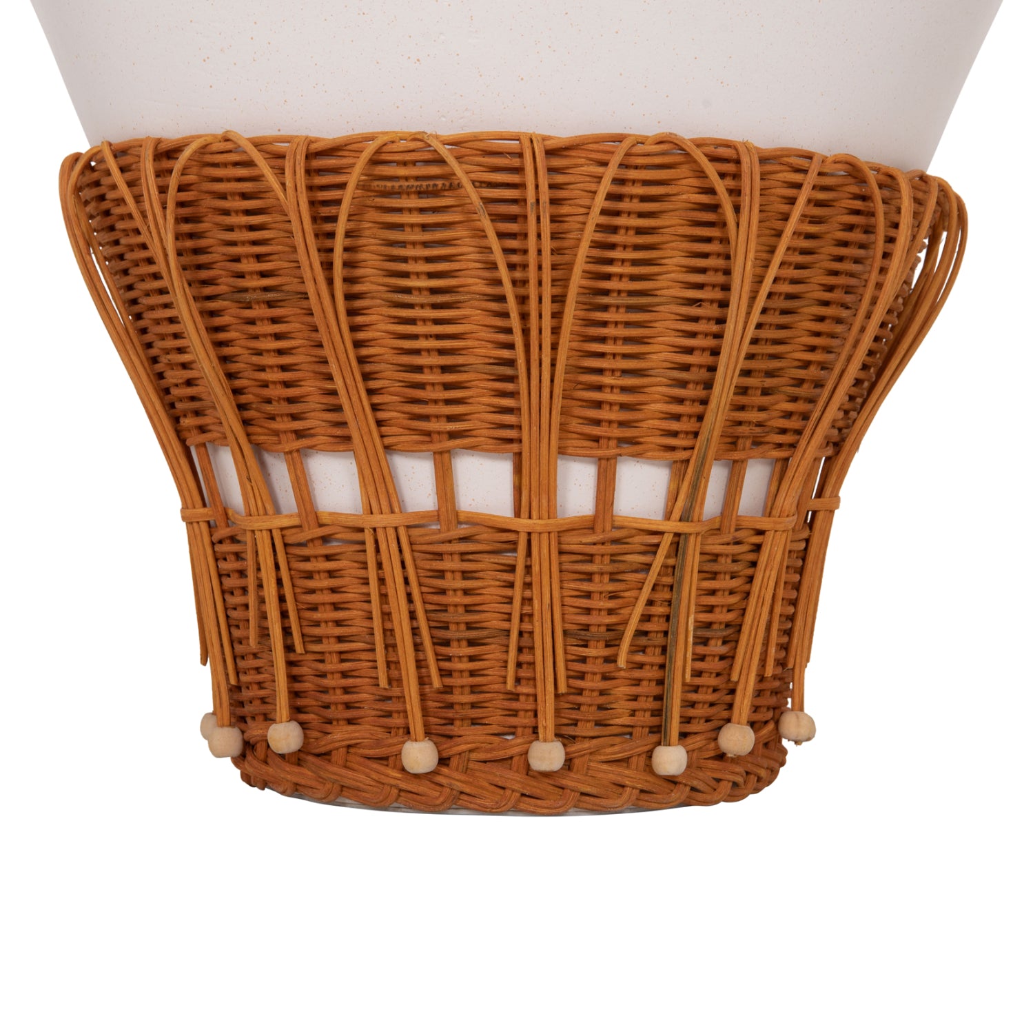 Кръгла странична маса PERRAL  фибро цимент в бял - натурален ратан -- φ42x36всм.