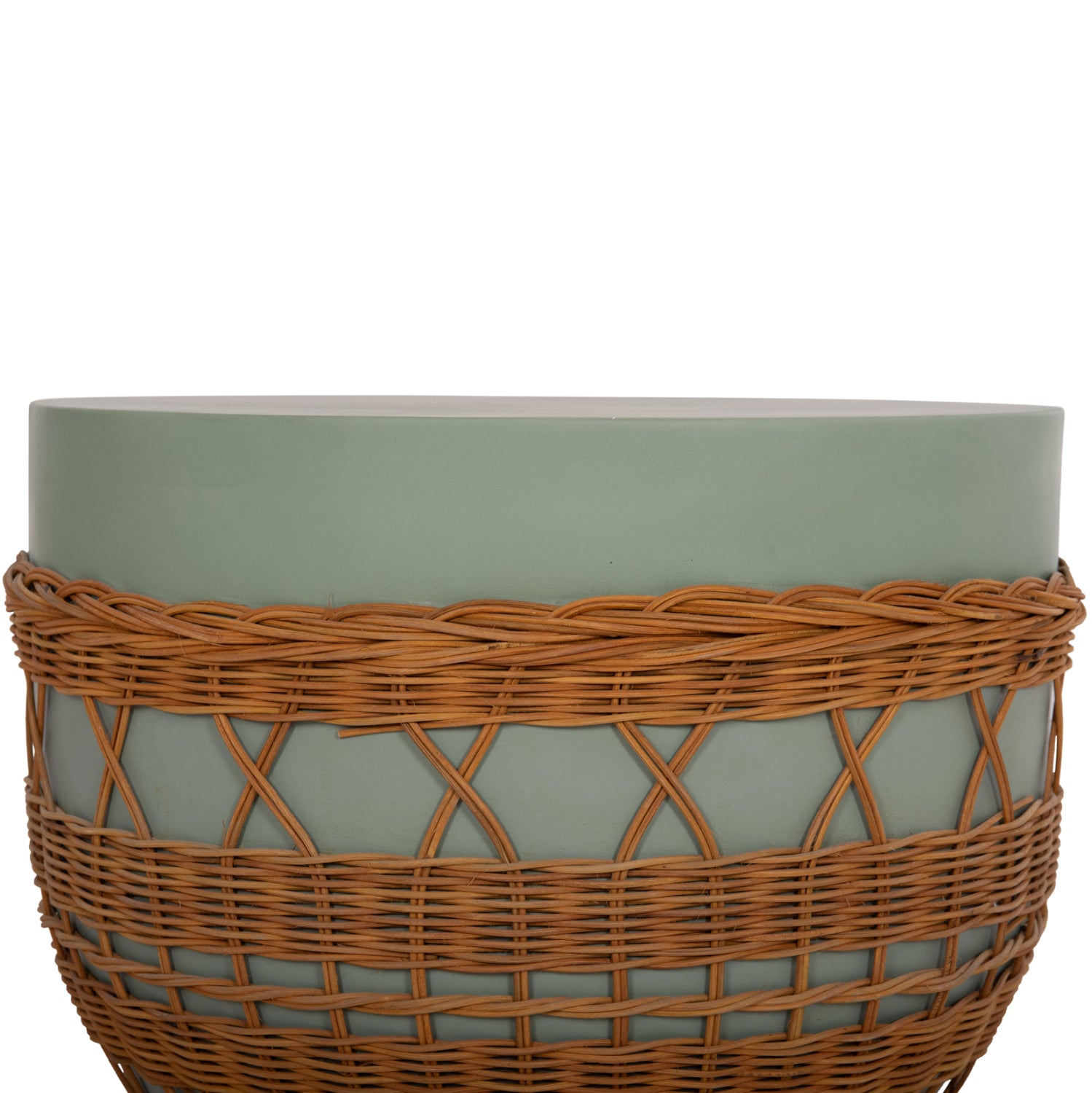 Холна маса Vilhena фибрo цимент зелен-ратан естествен ф56x47cm.