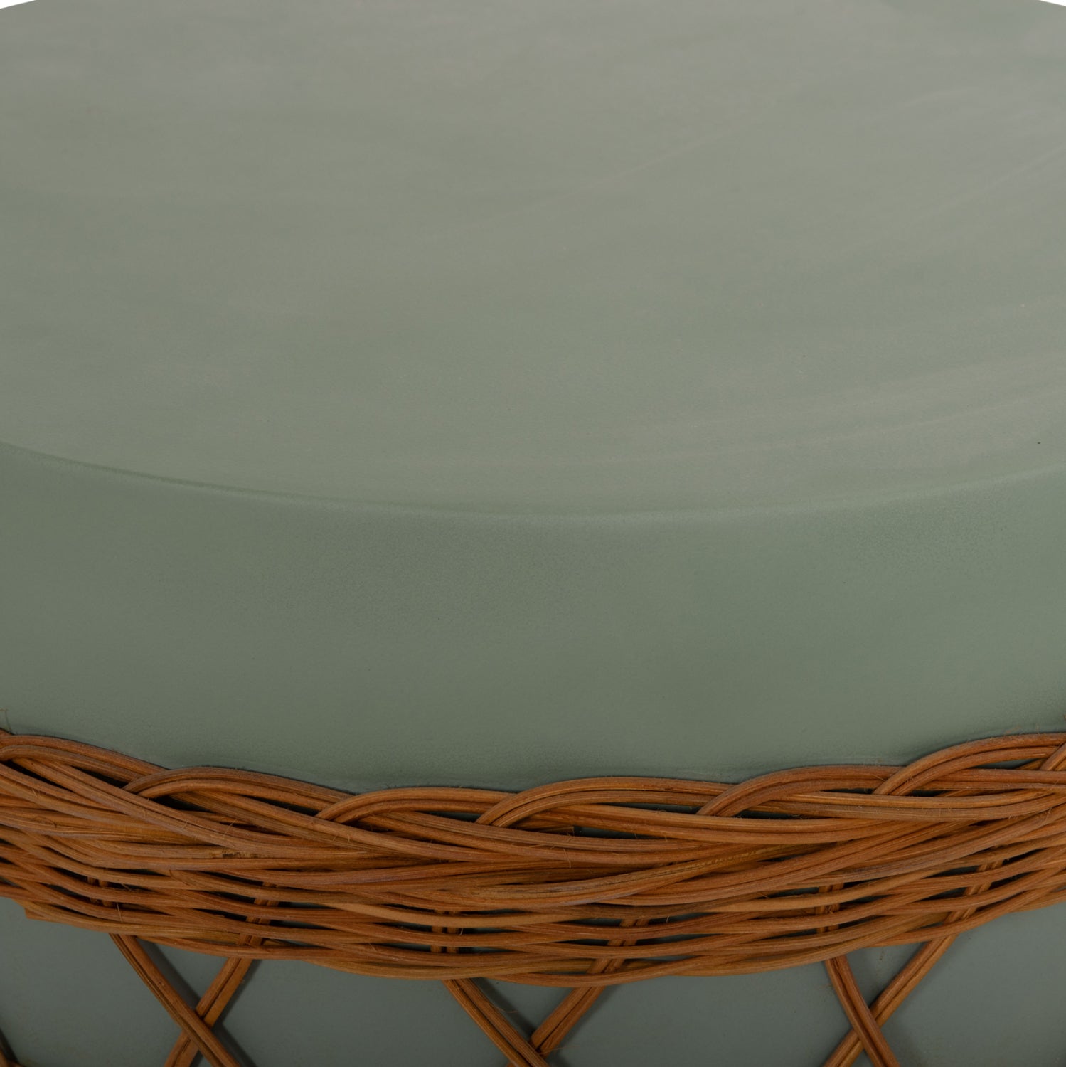 Холна маса Vilhena фибрo цимент зелен-ратан естествен ф56x47cm.