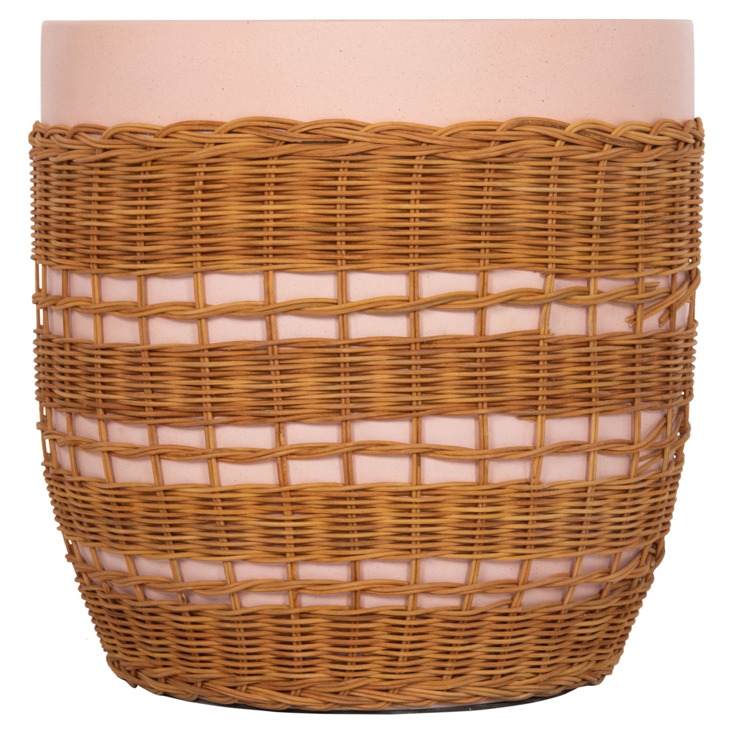 Помощна маса  VILHENA фибро цимент розов-естествен ратан ф44,5х45см.