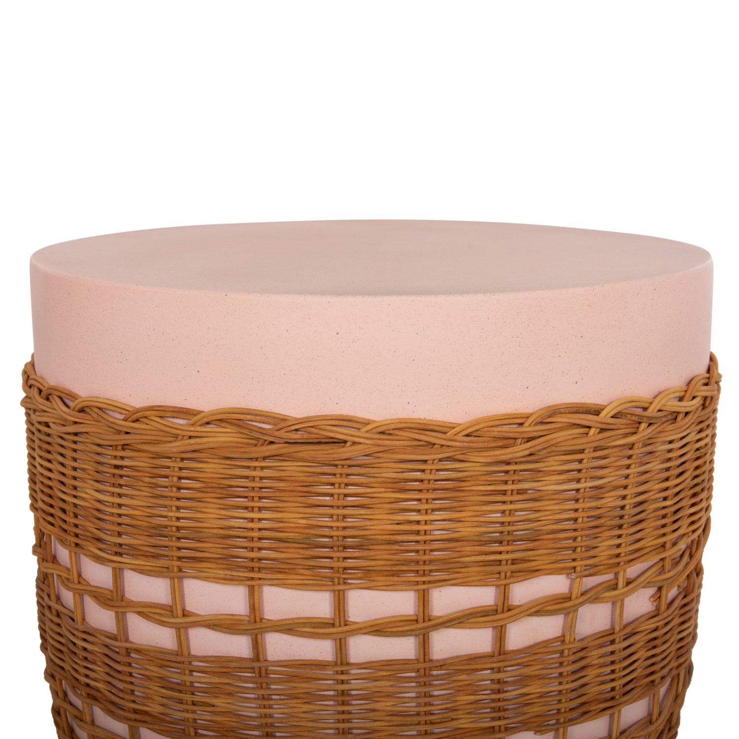 Помощна маса  VILHENA фибро цимент розов-естествен ратан ф44,5х45см.