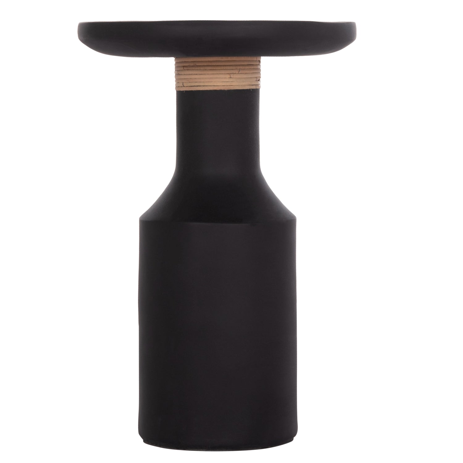 Помощна маса Тred фибро цимент черен-естествен ратан--φ40x61cm.