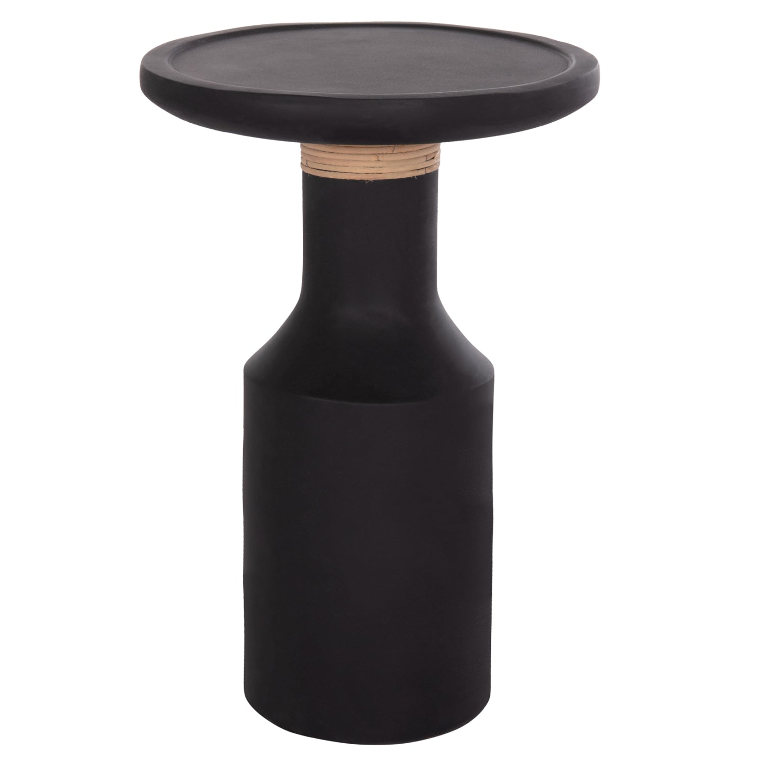 Помощна маса Тred фибро цимент черен-естествен ратан--φ40x61cm.