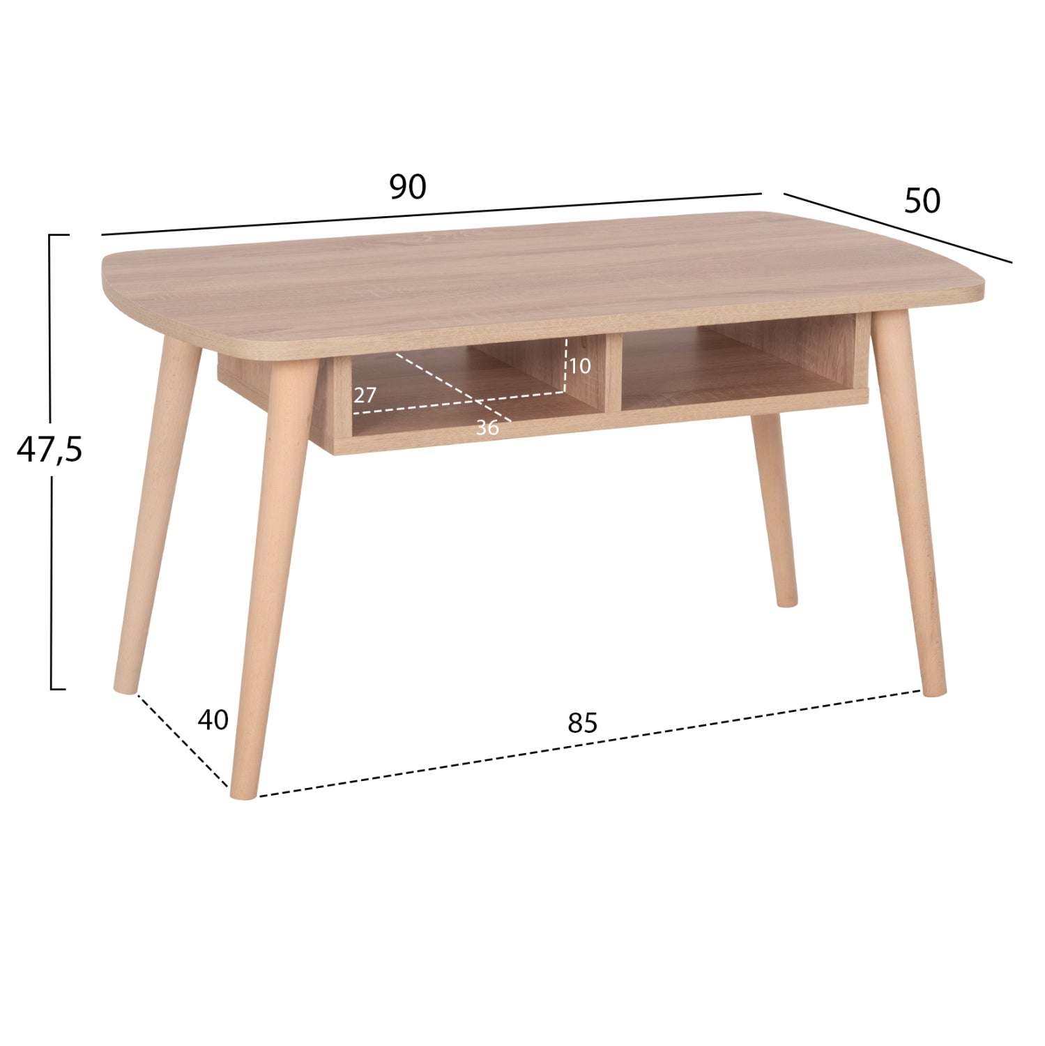 Холна маса IVEN цвят сонома 90x50x47.5см