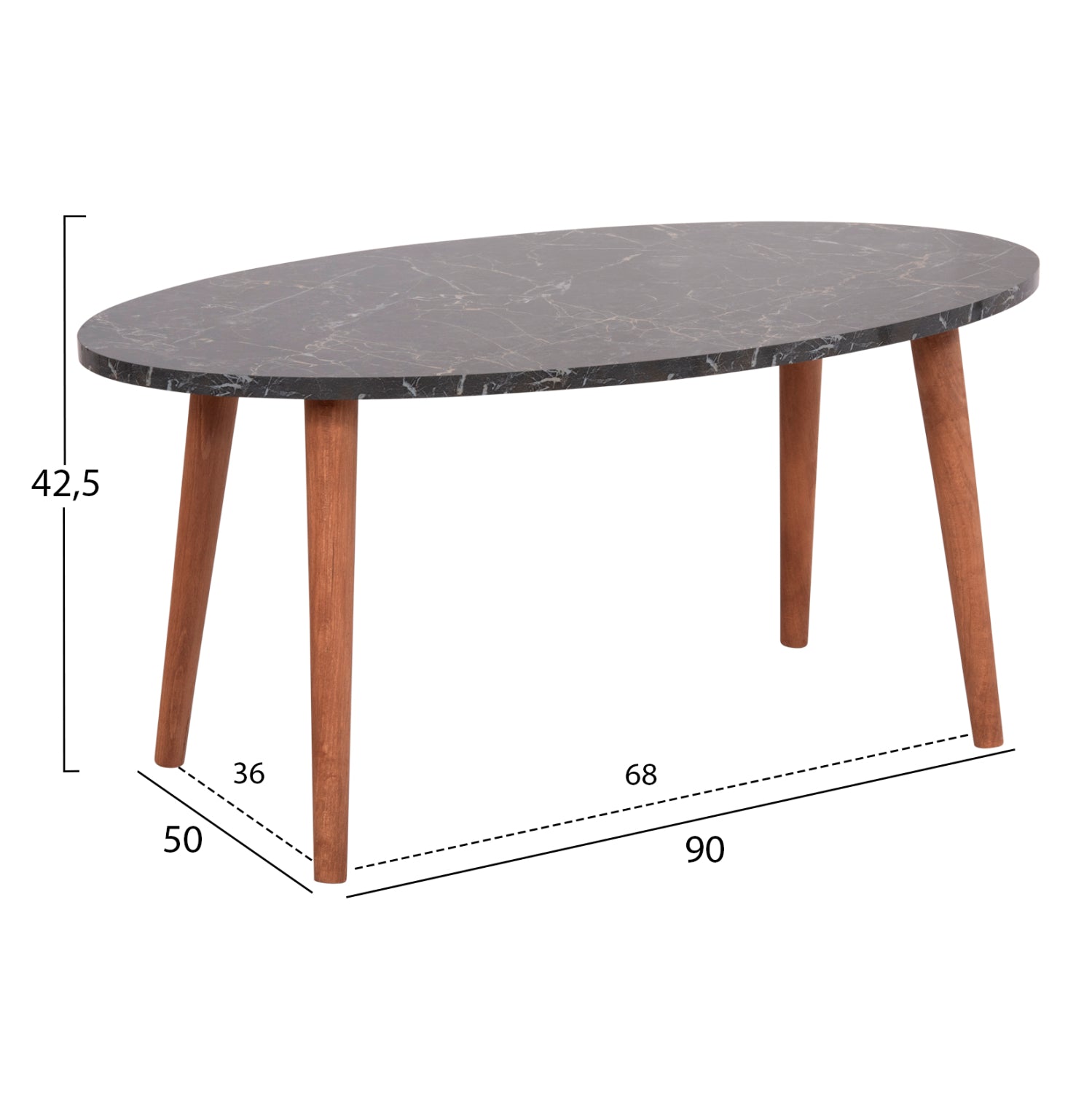 Комплект холни маси 4 бр  VITAL черен-орех цвят