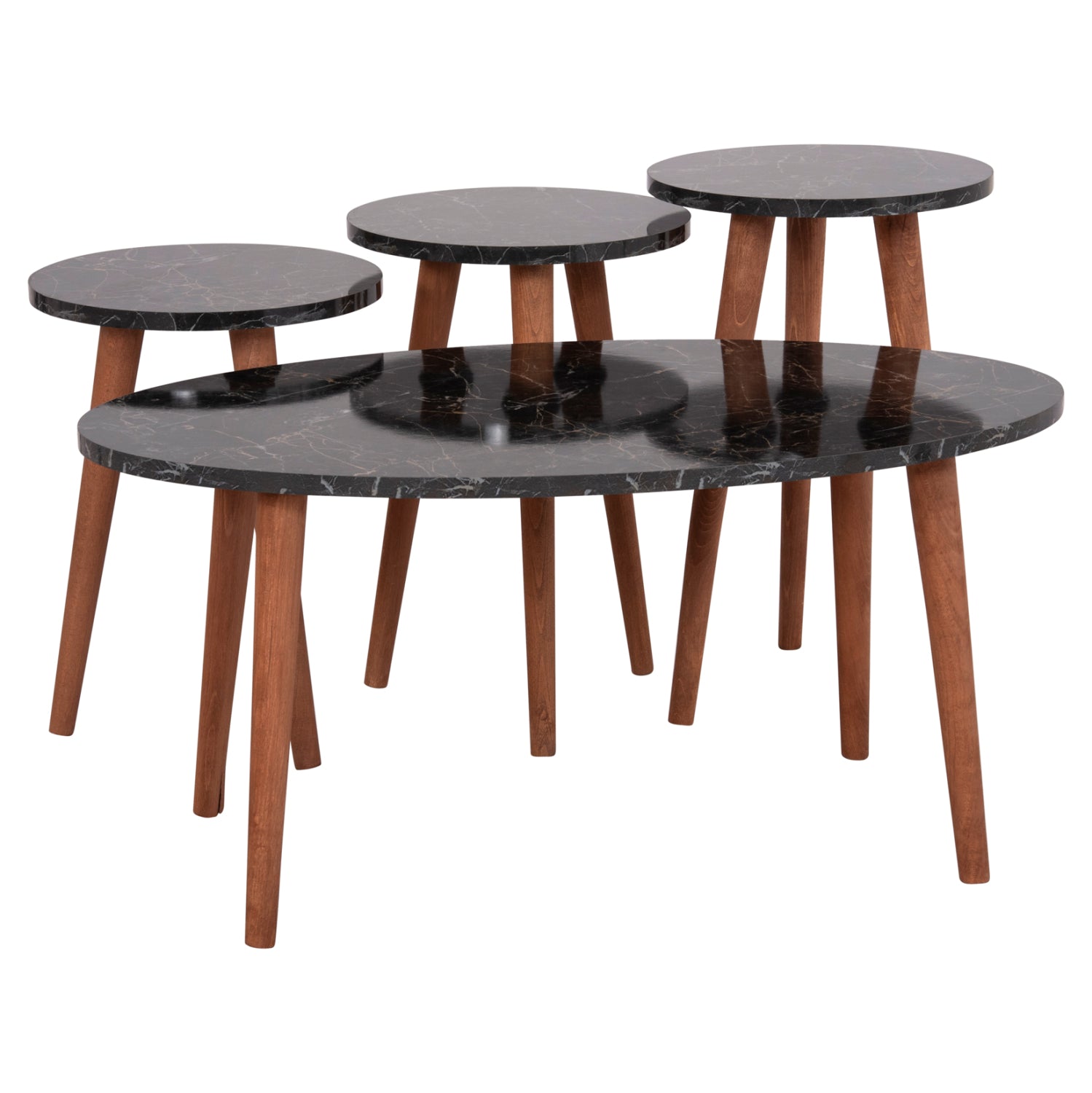 Комплект холни маси 4 бр  VITAL черен-орех цвят