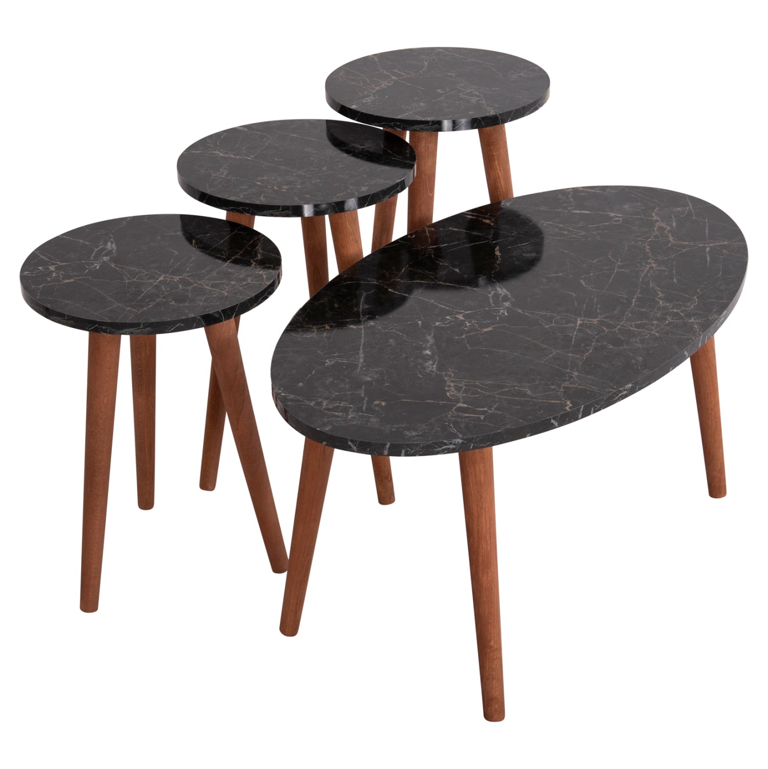 Комплект холни маси 4 бр  VITAL черен-орех цвят