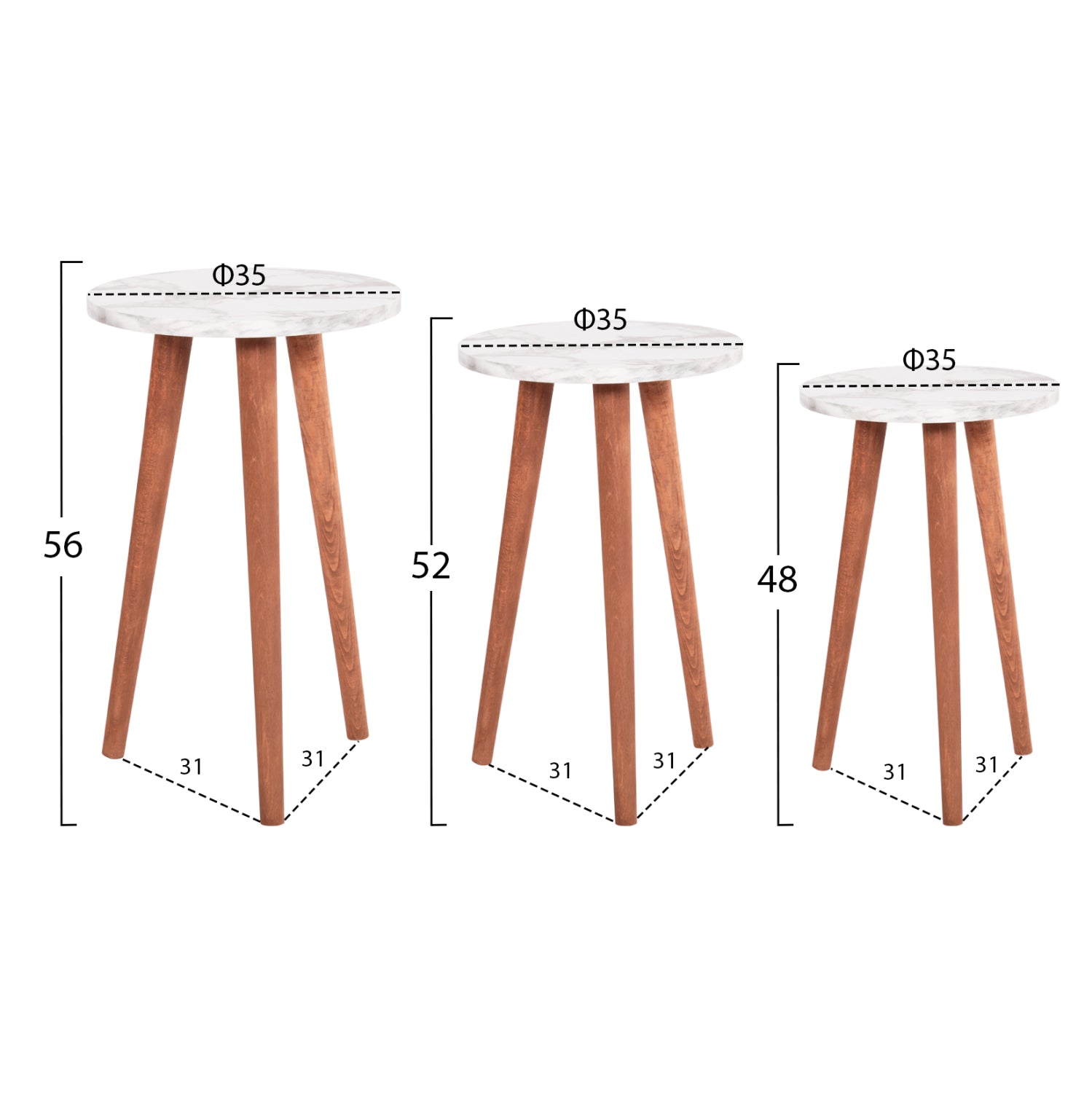 Комплект холни маси 4 бр  VITAL бял-орех цвят