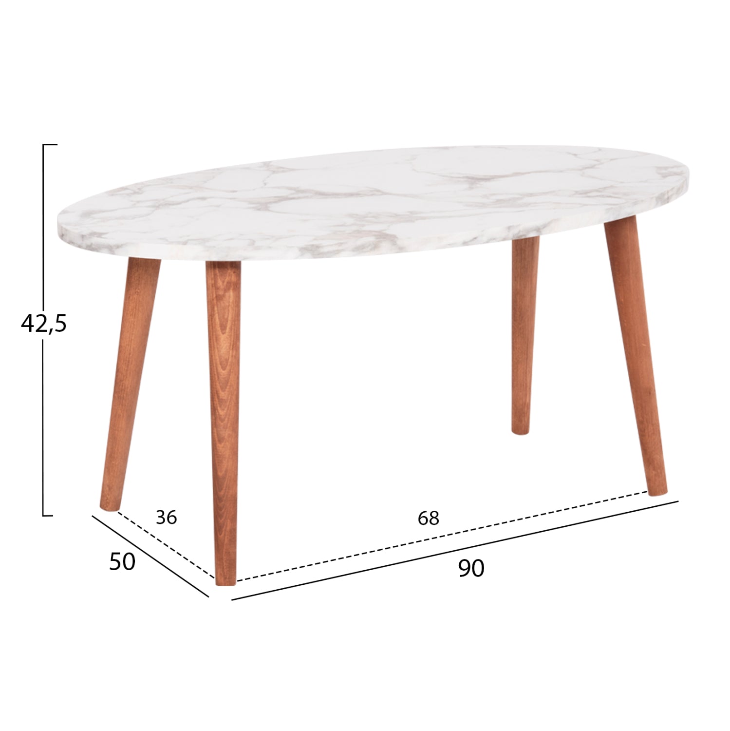 Комплект холни маси 4 бр  VITAL бял-орех цвят