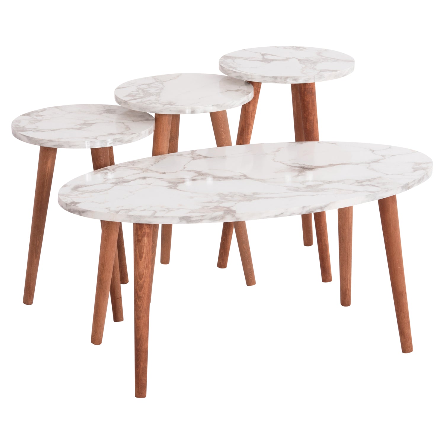 Комплект холни маси 4 бр  VITAL бял-орех цвят