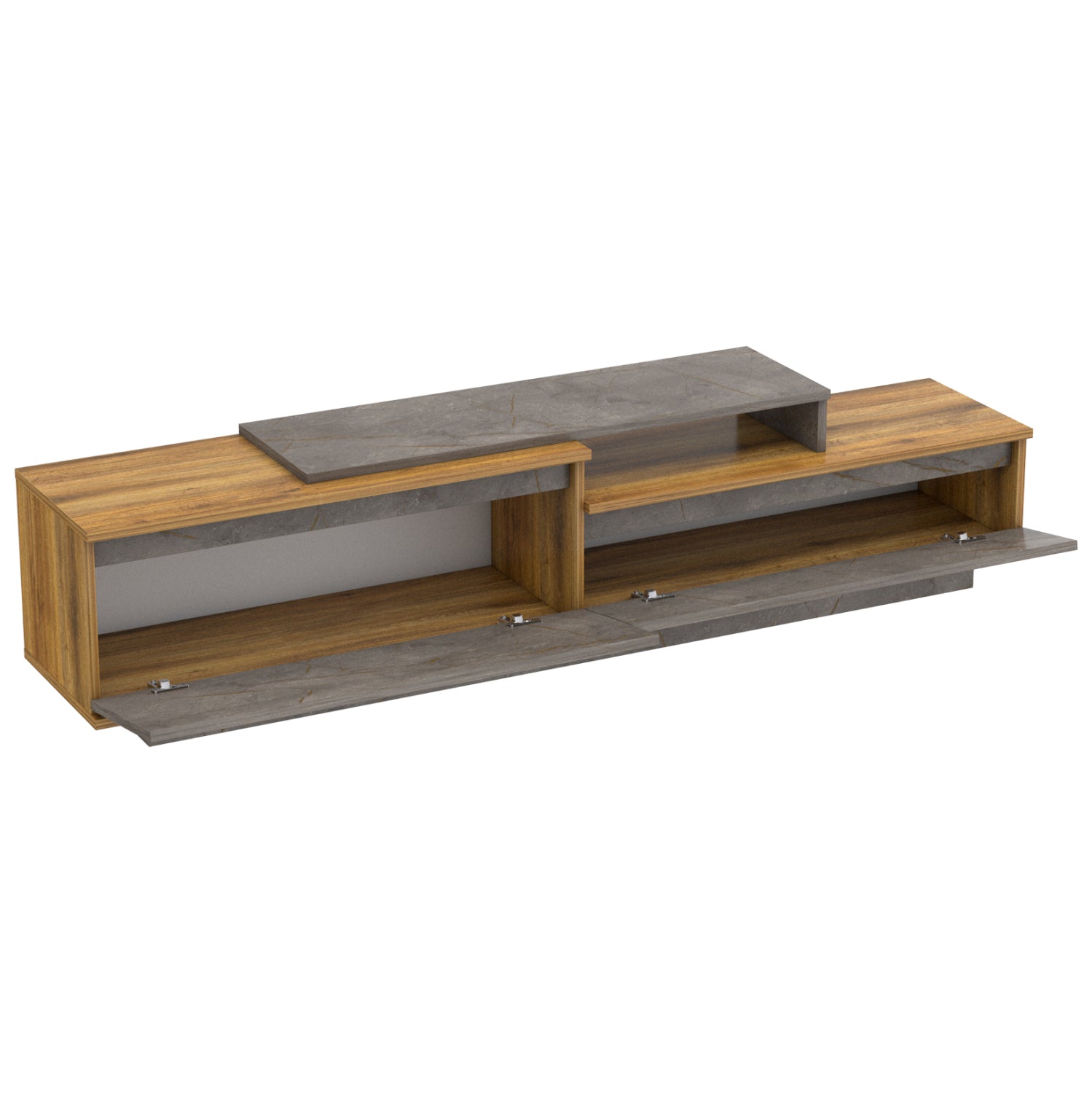Тв шкаф LEIS цвят сив мрамор-натурал 180x35x42