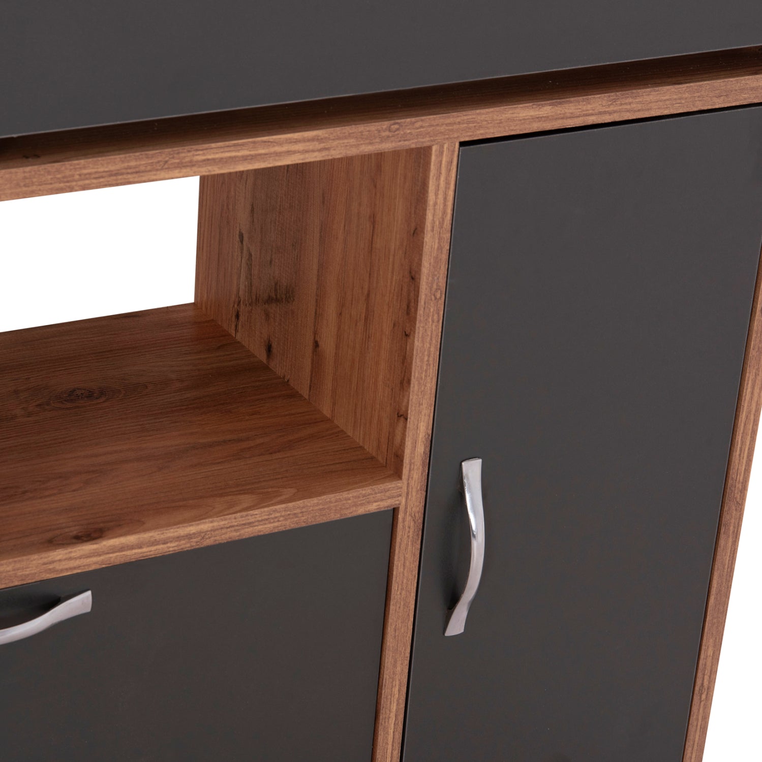 Шкаф за обувки Medy от меламин в естествен цвят и черно-кафяви крака 85x30x108.5 см