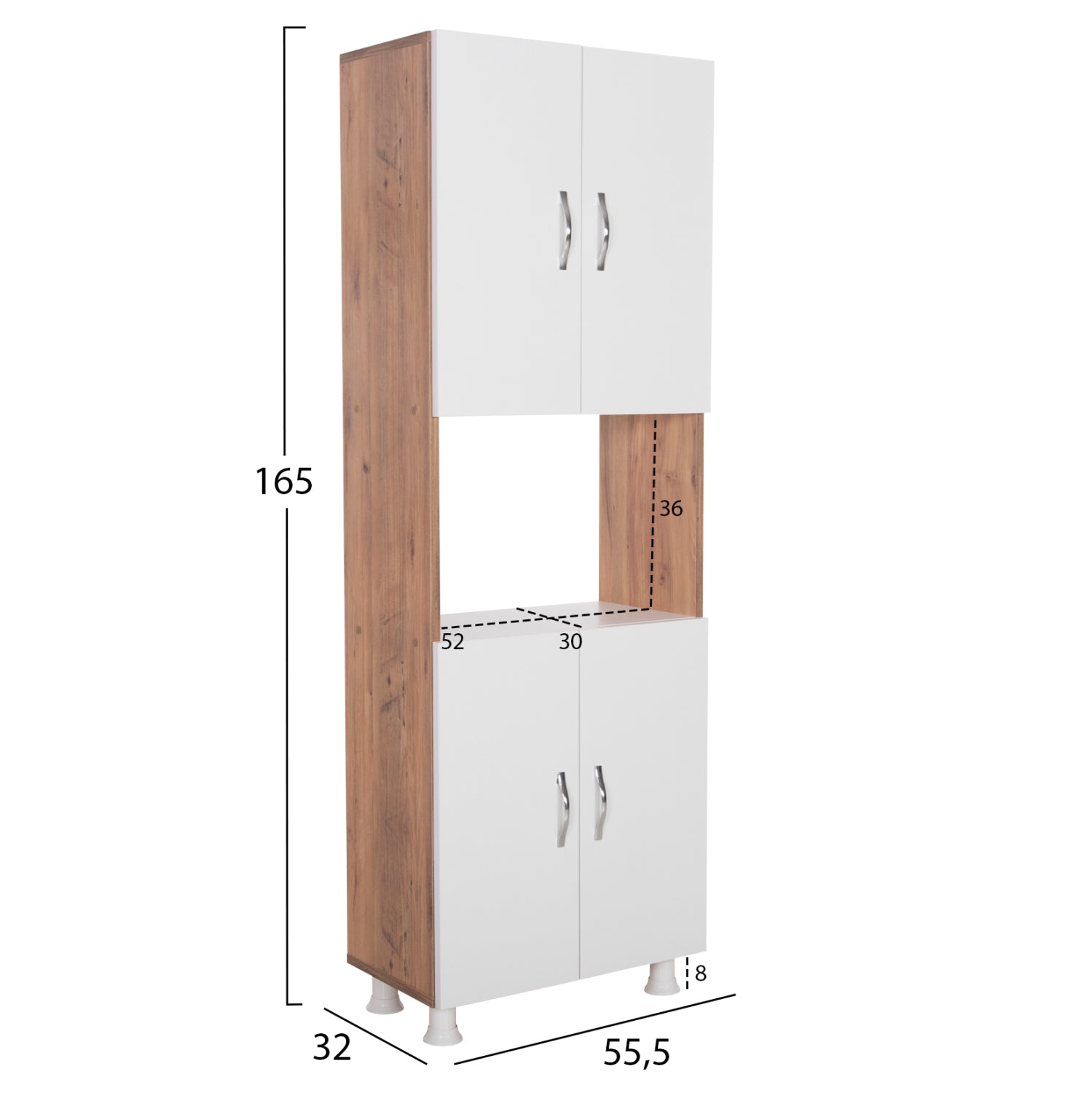 Кухненски мебели/шкафове rad меламин натурално бял 55.5x32x165см