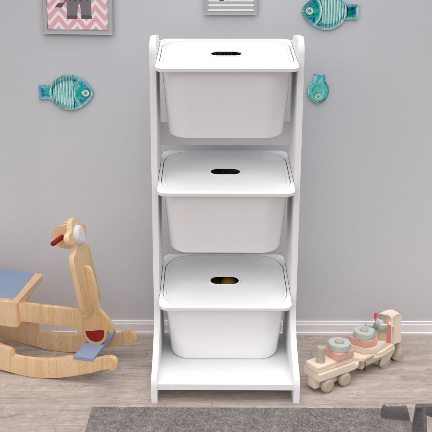 Шкаф за съхранение fred бял меламин 44x35x107см