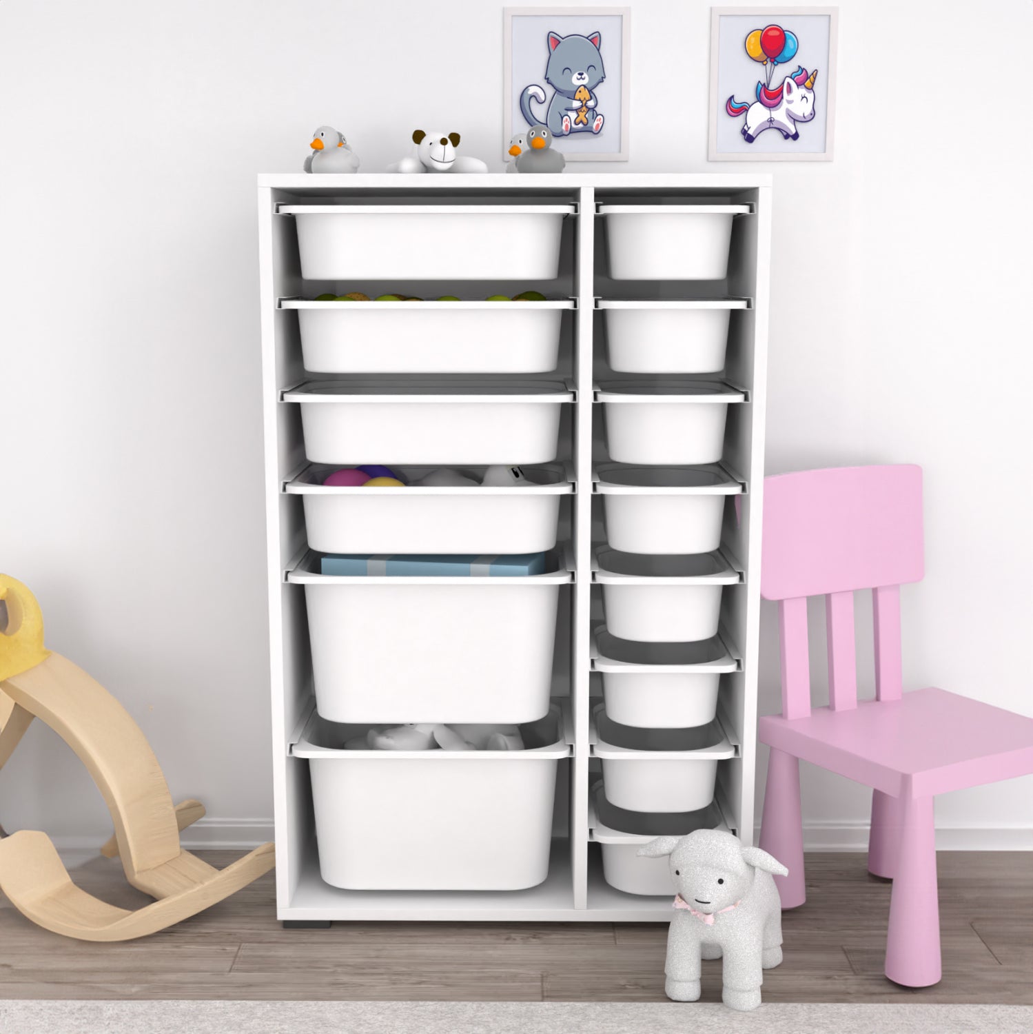 Етажерка  SANI бял цвят 69,5x30x109см