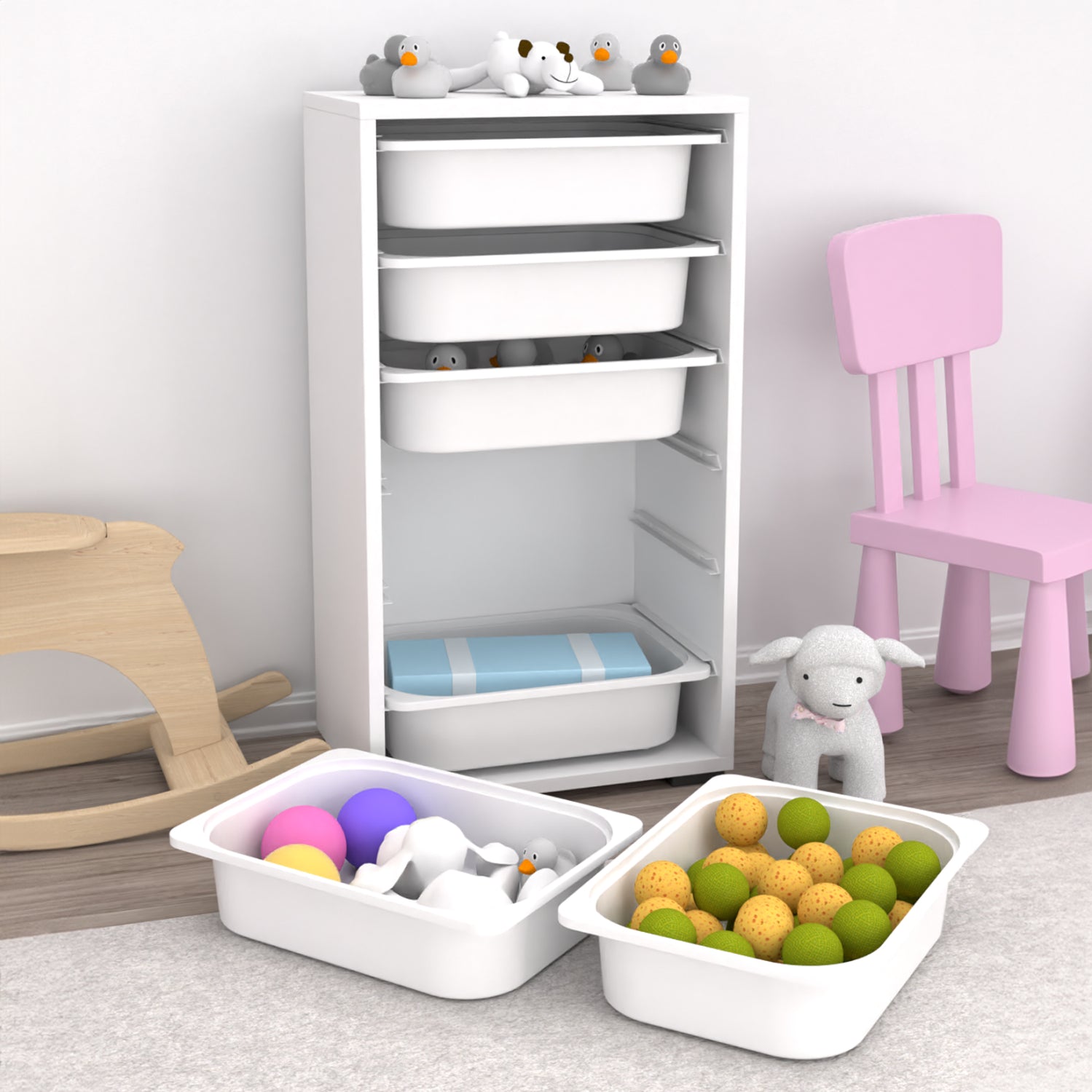 Скрин SANI с чекмеджета от меламин в бяло - 6 бели чекмеджета pe 45.5x30x83см