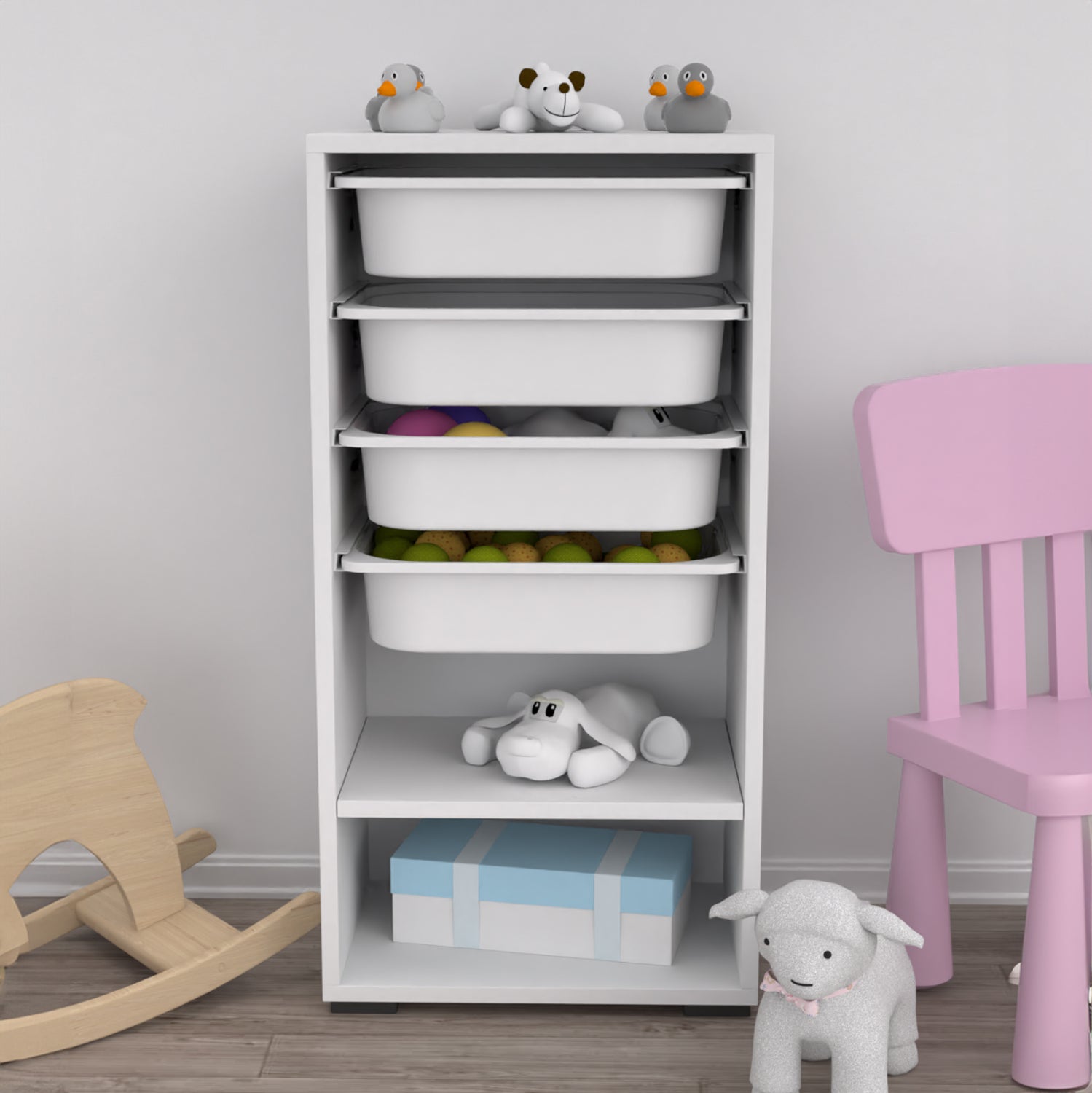 Етажерка Сани с 4 чекмеджета бял цвят 45x30x90cm