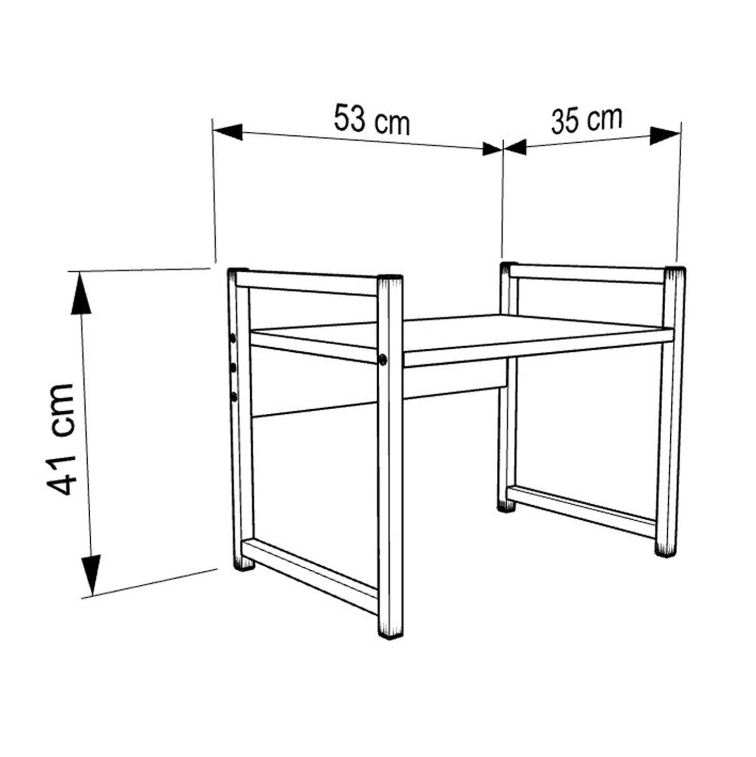 Рафт за кухненски плот, меламин, бяло-черен метал, 53x35x41см