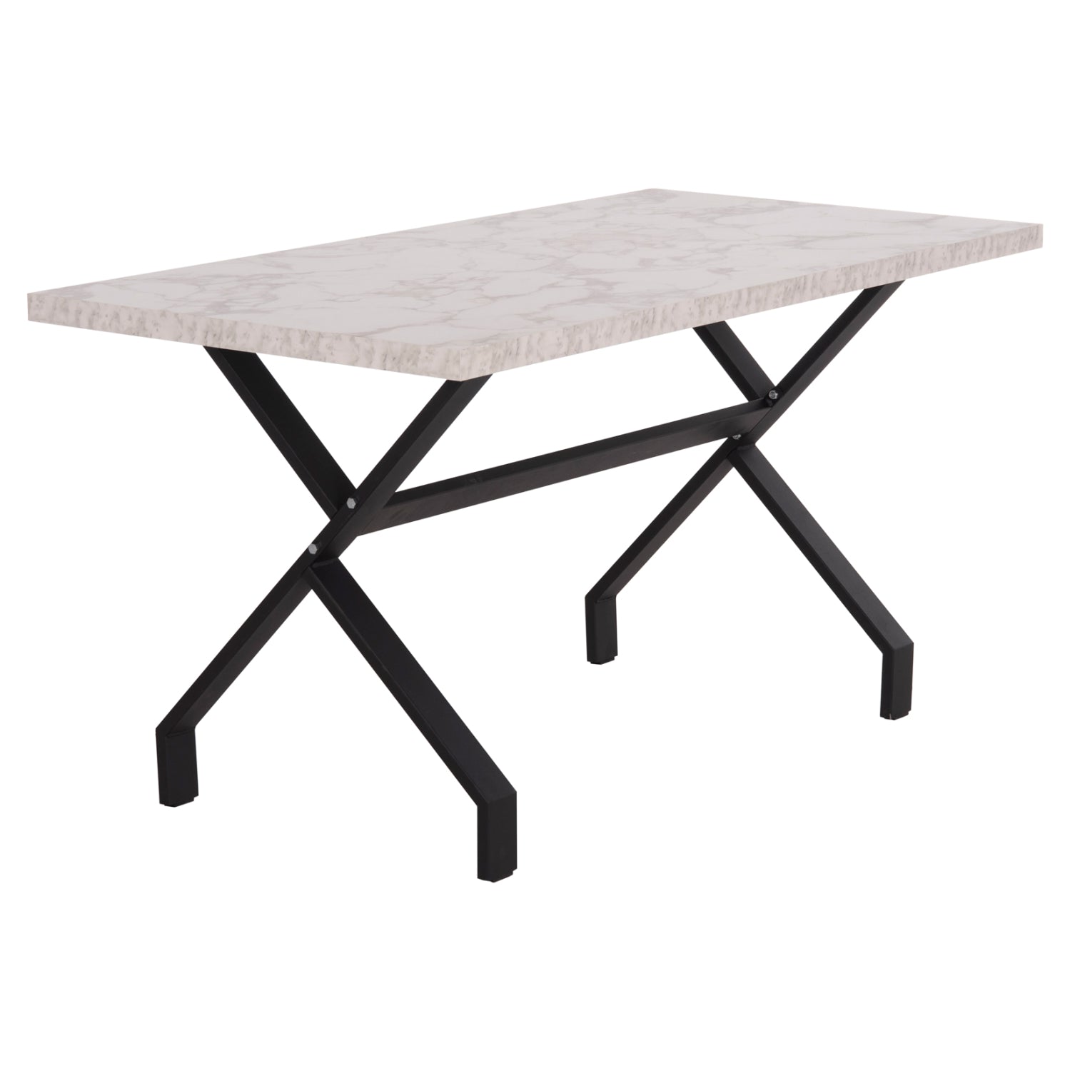 Трапезна маса  LANA меламин бял мрамор - черни метални крака 140x70x72см