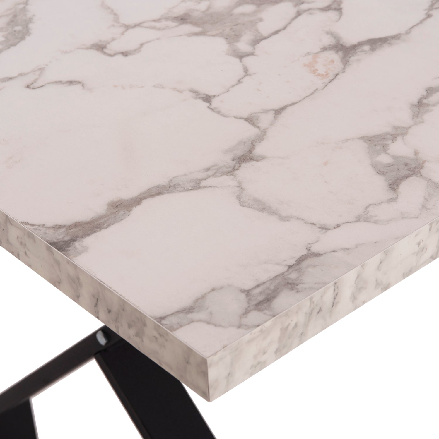 Трапезна маса  LANA меламин бял мрамор - черни метални крака 140x70x72см