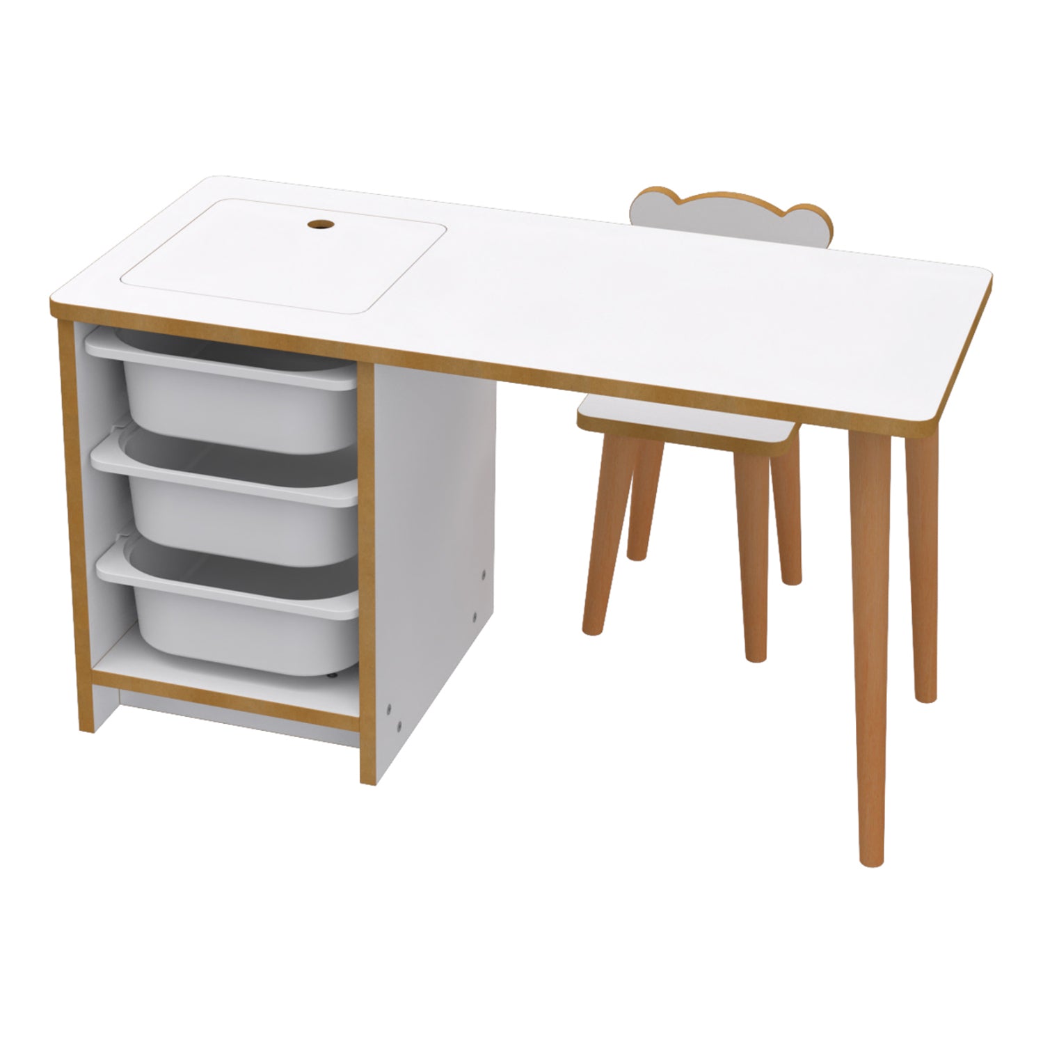 Детски комплект STAK цвят бял-натурал 90x42x50