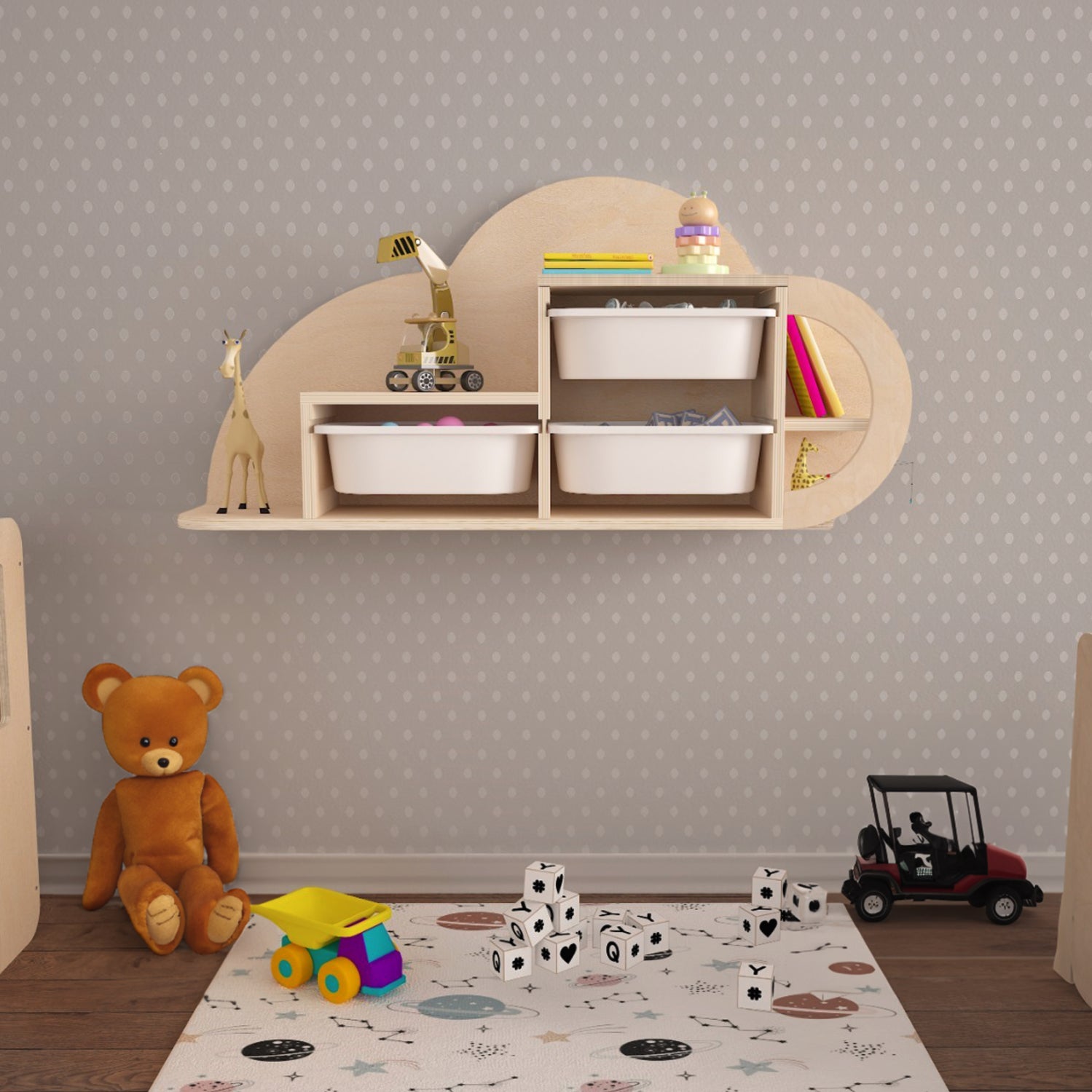 Стенен рафт Сани цвят натурал 98x22,5x48,5