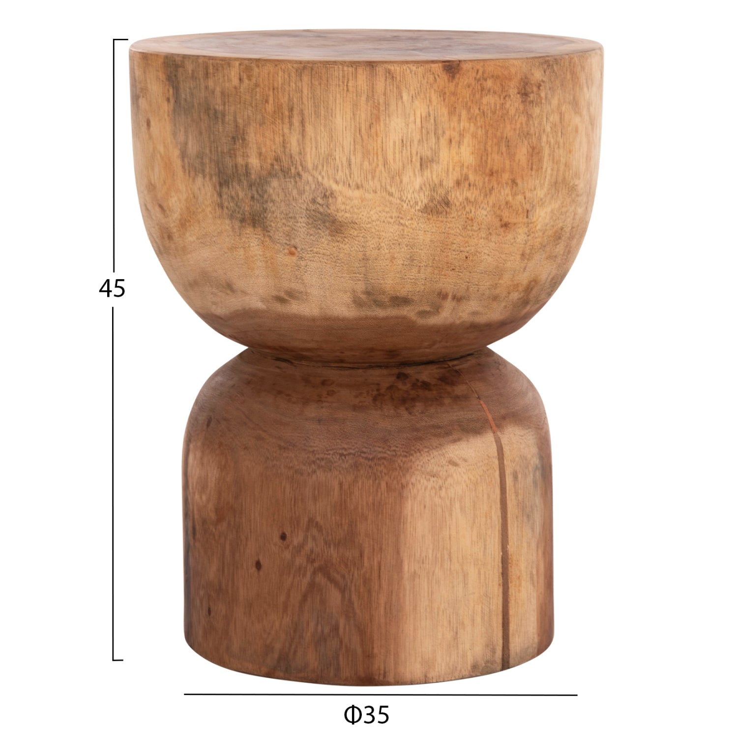 Кръгла табуретка febryn масивна суарова дървесина в естествен цвят φ35x45hcm.