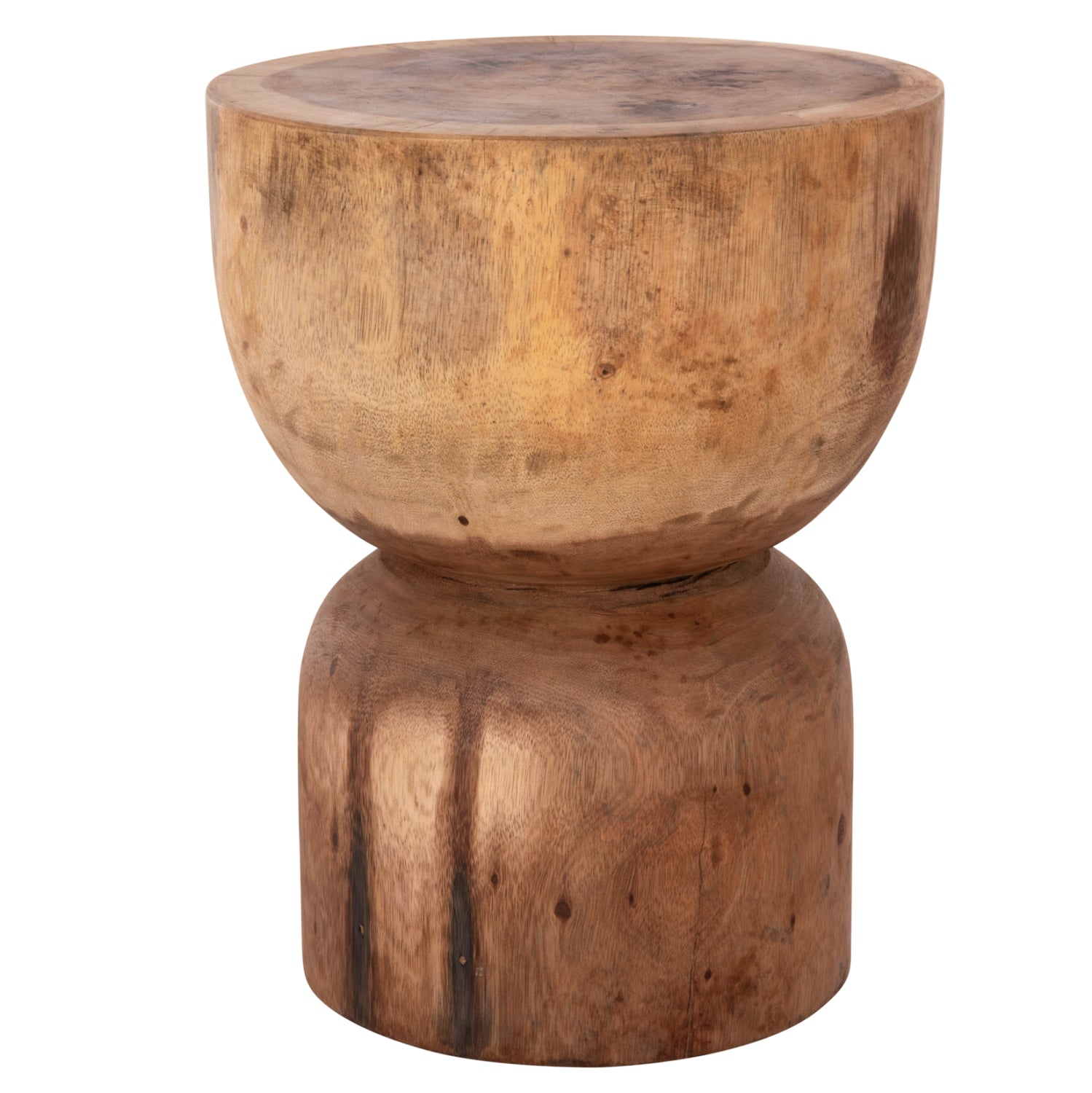 Кръгла табуретка febryn масивна суарова дървесина в естествен цвят φ35x45hcm.
