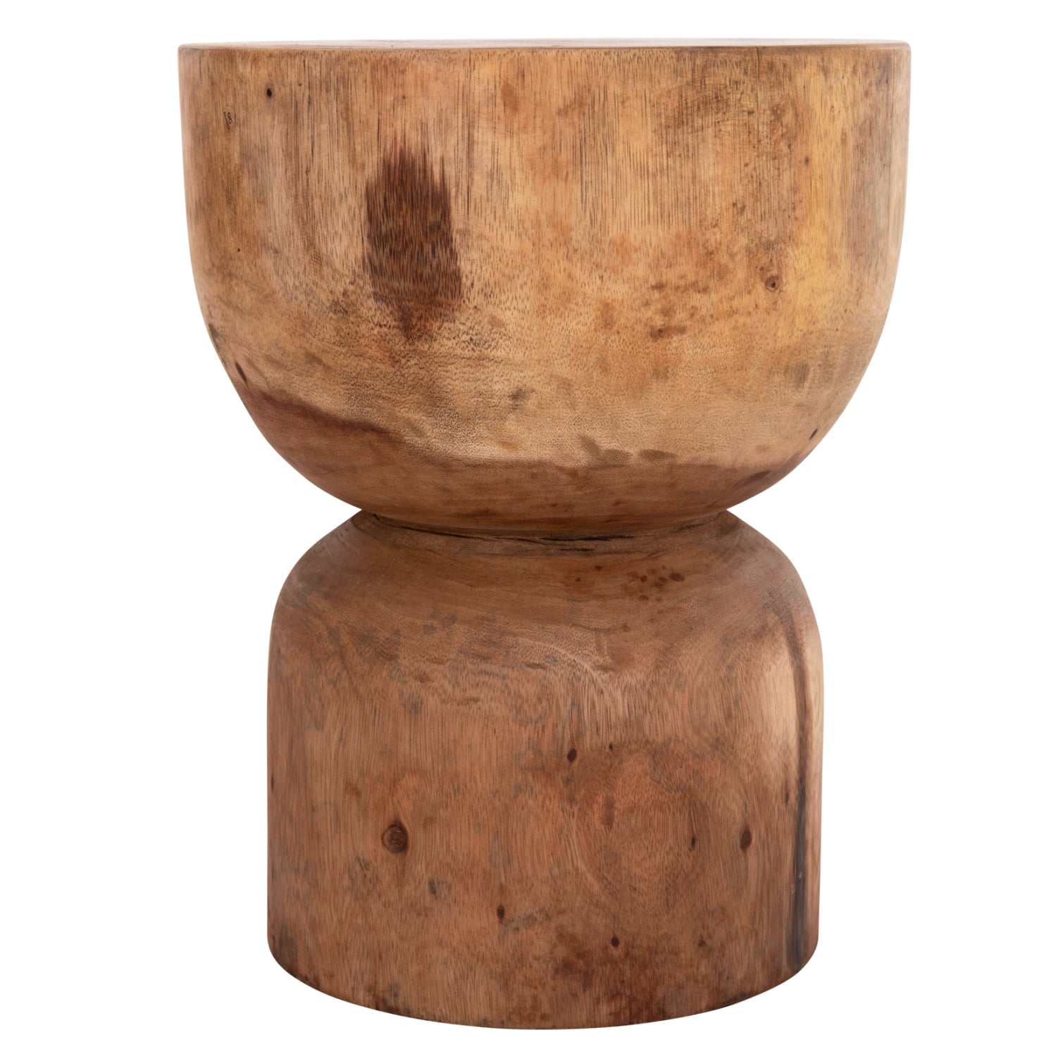 Кръгла табуретка febryn масивна суарова дървесина в естествен цвят φ35x45hcm.