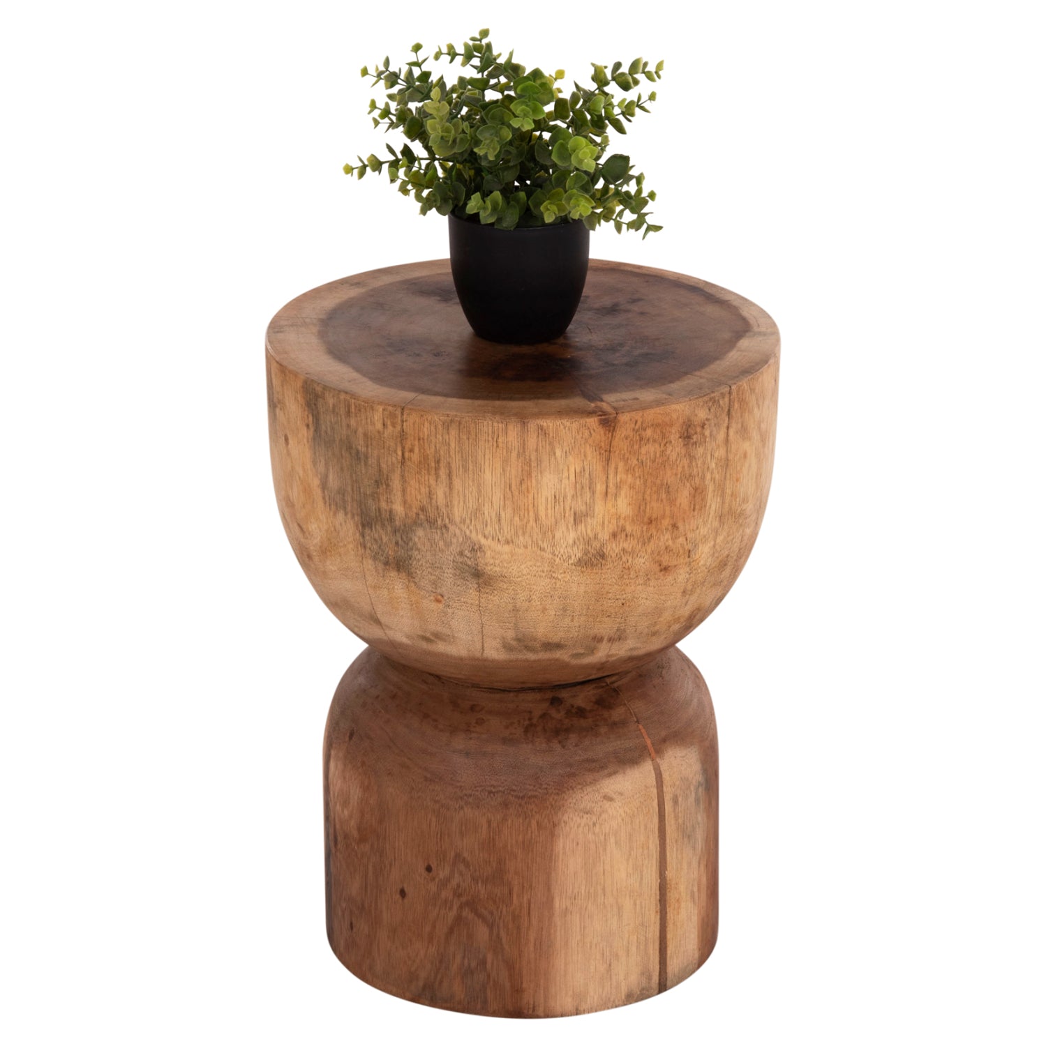 Кръгла табуретка febryn масивна суарова дървесина в естествен цвят φ35x45hcm.