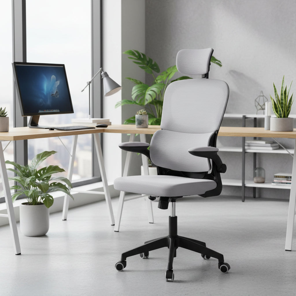 Офис стол Baston сива мрежа черна PP рамка 64x60x127см