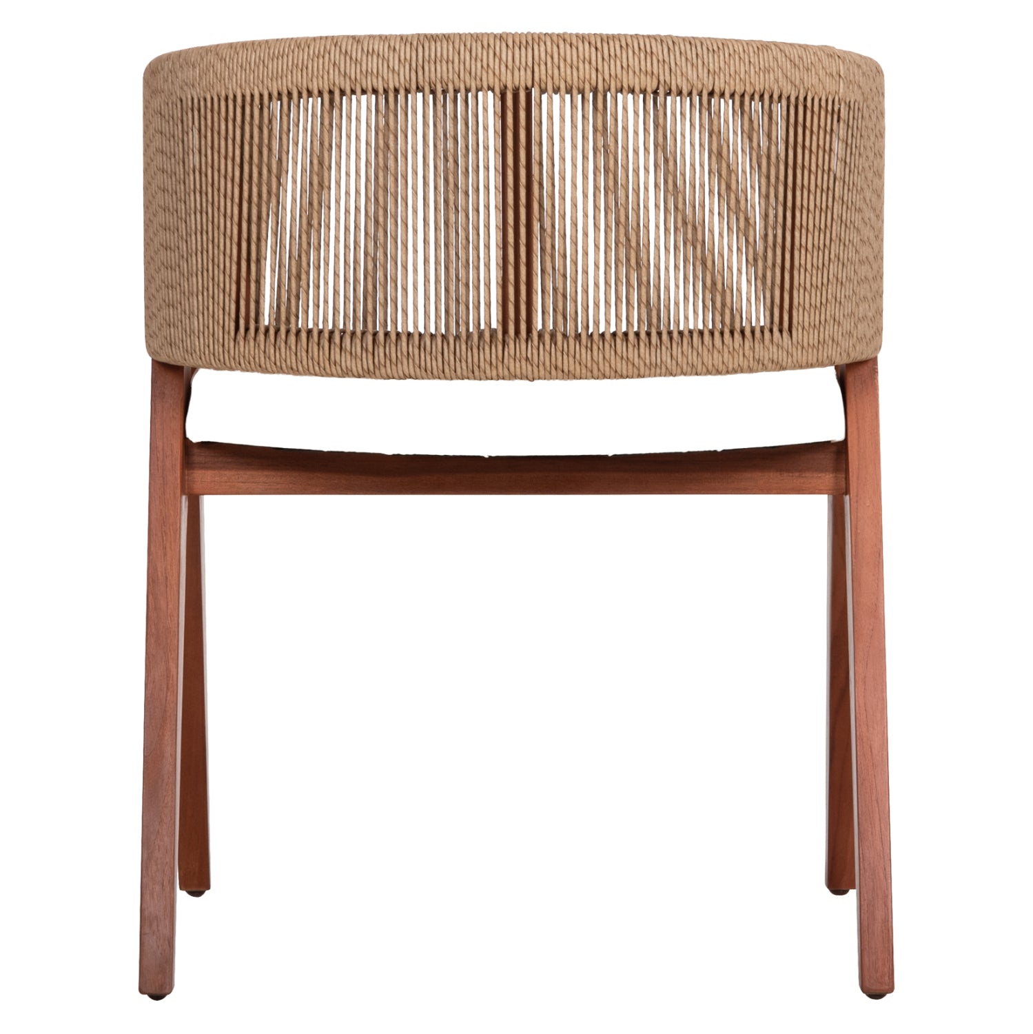 Трапезен стол BRANN тиково дърво, въже, екрю, pu 60x62x76см.