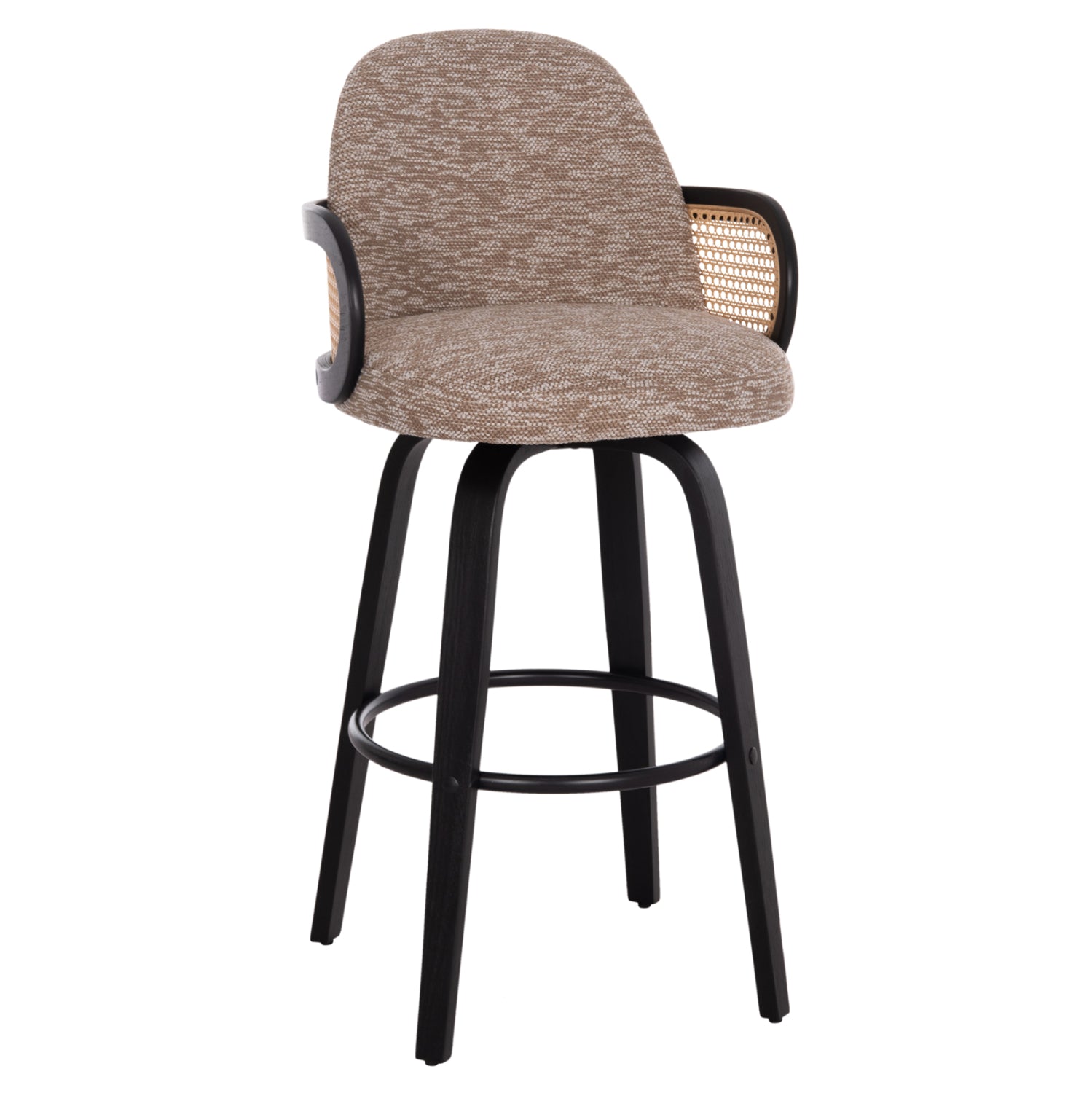 Бар стол Becker черен--кафяв плат 50x52x100см