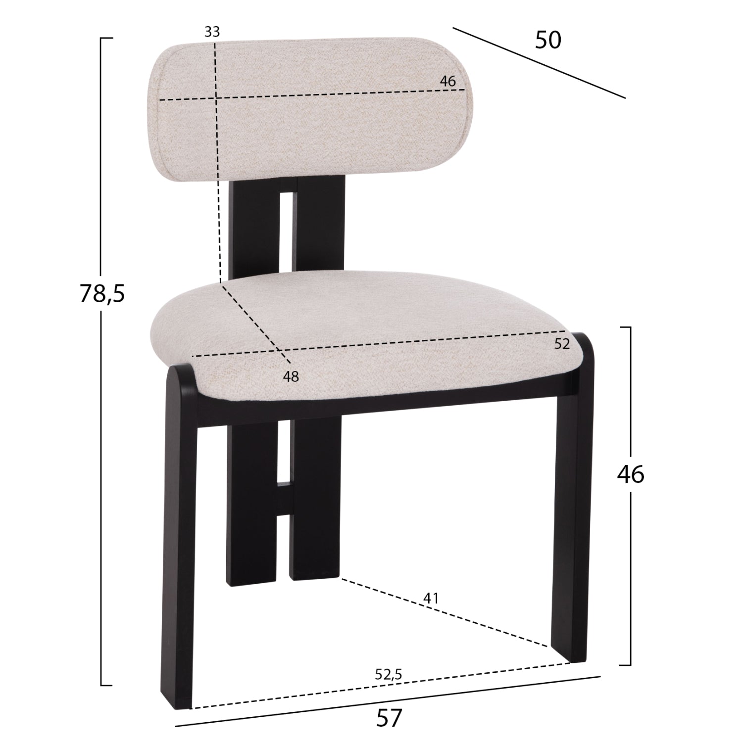 Трапезен стол Кarvo черна дамаска/дървени крака  в черно 57x50x78.5см.