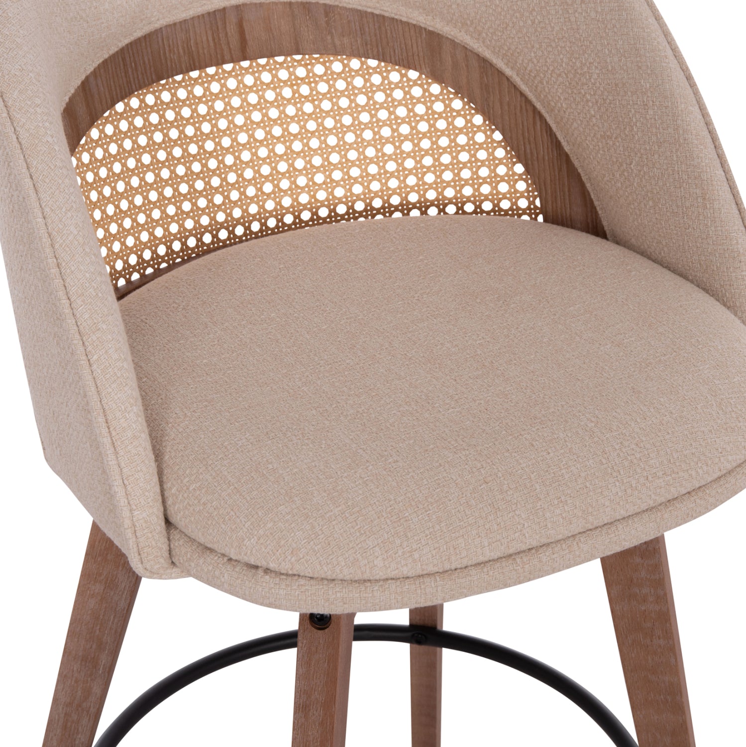 Въртящ се бар стол Riki-бежовa дамаска/дървени крака 51x53x94см.