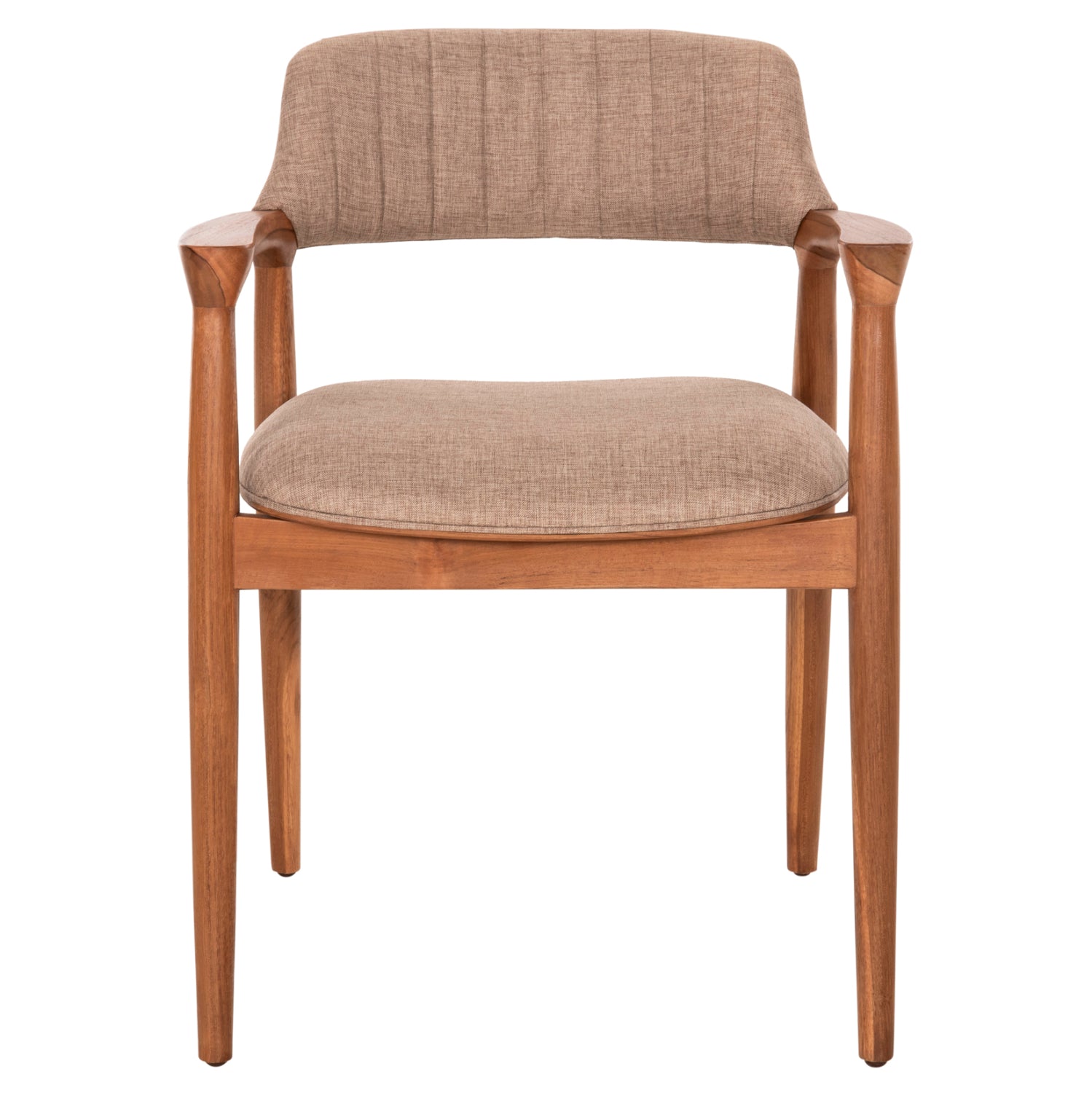 Кресло Джеймс тиково дърво /бежова дамаска  57x52x76