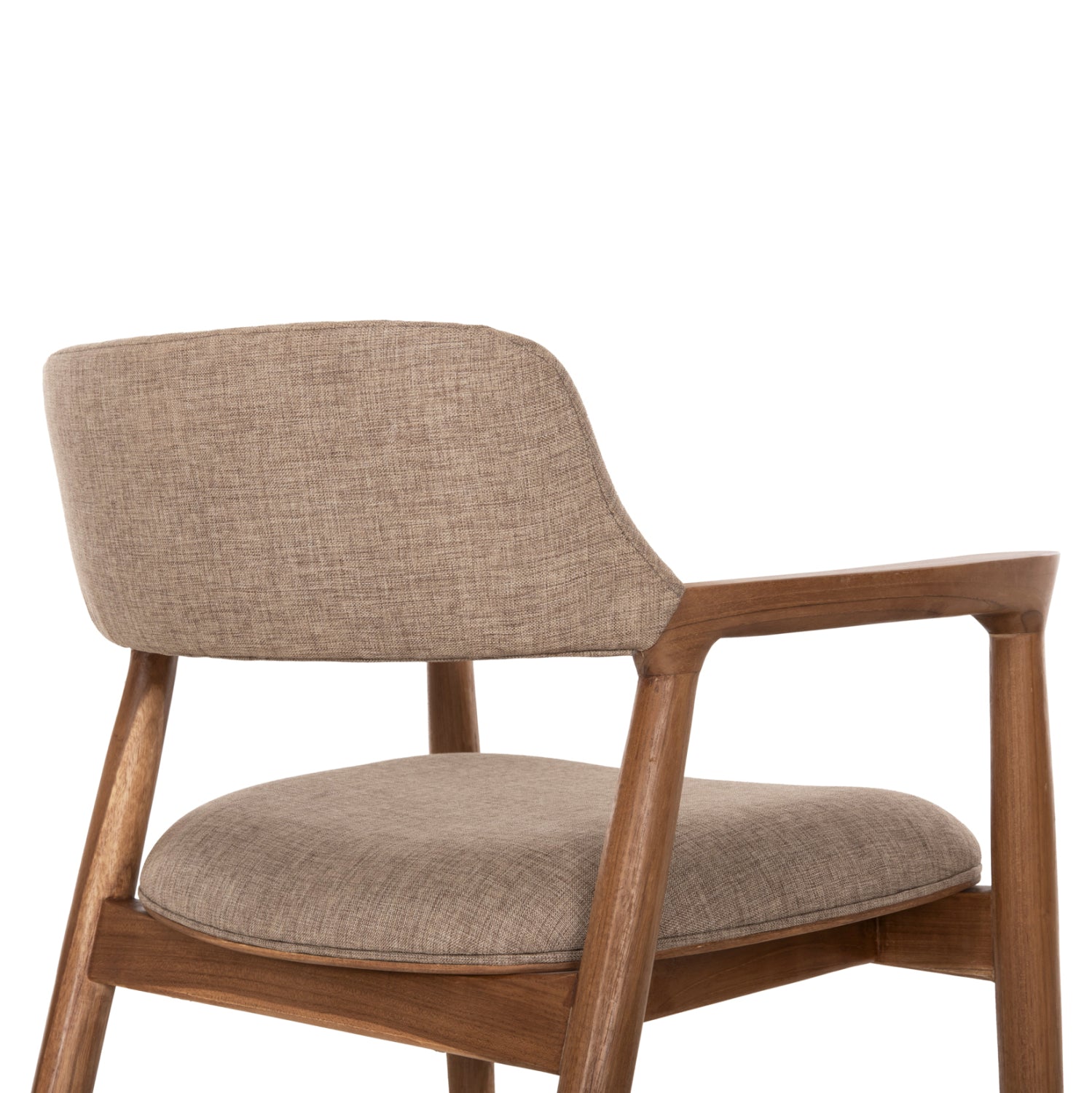 Кресло Джеймс тиково дърво /бежова дамаска  57x52x76