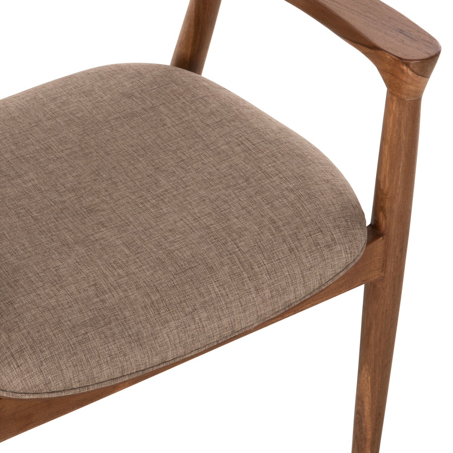 Кресло Джеймс тиково дърво /бежова дамаска  57x52x76