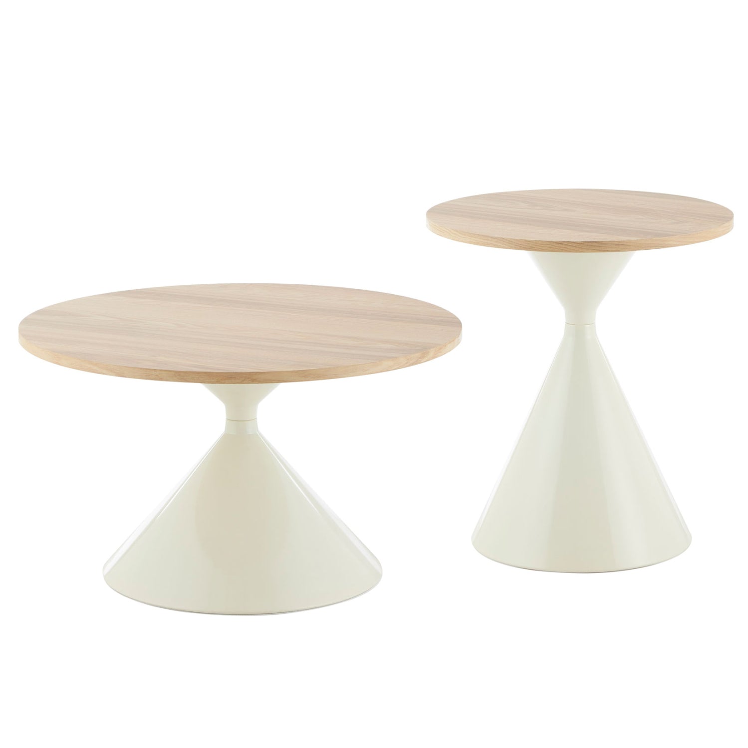 Комплект холни маси 2 бр  JENNEL бежов-естествен  цвят Φ50см и Φ70см