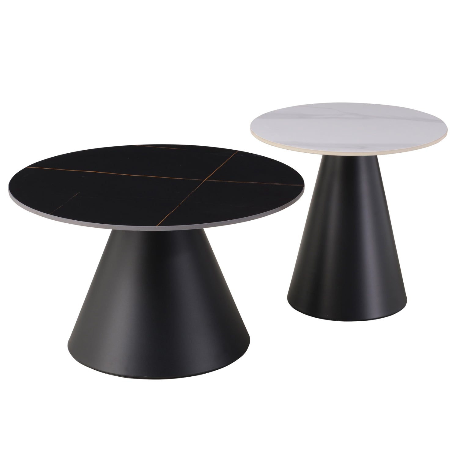 Керамични холни маси RIDGE с вид на черно-бял мрамор φ50cm и φ70cm