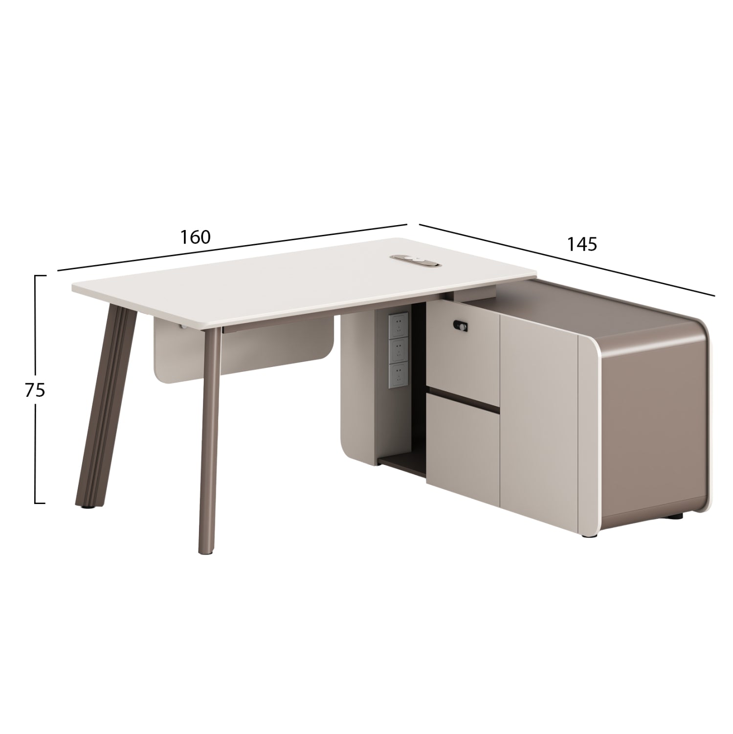 Дясно ъглово бюро Newline меламин кремав-светло кафяво 160x145x75см