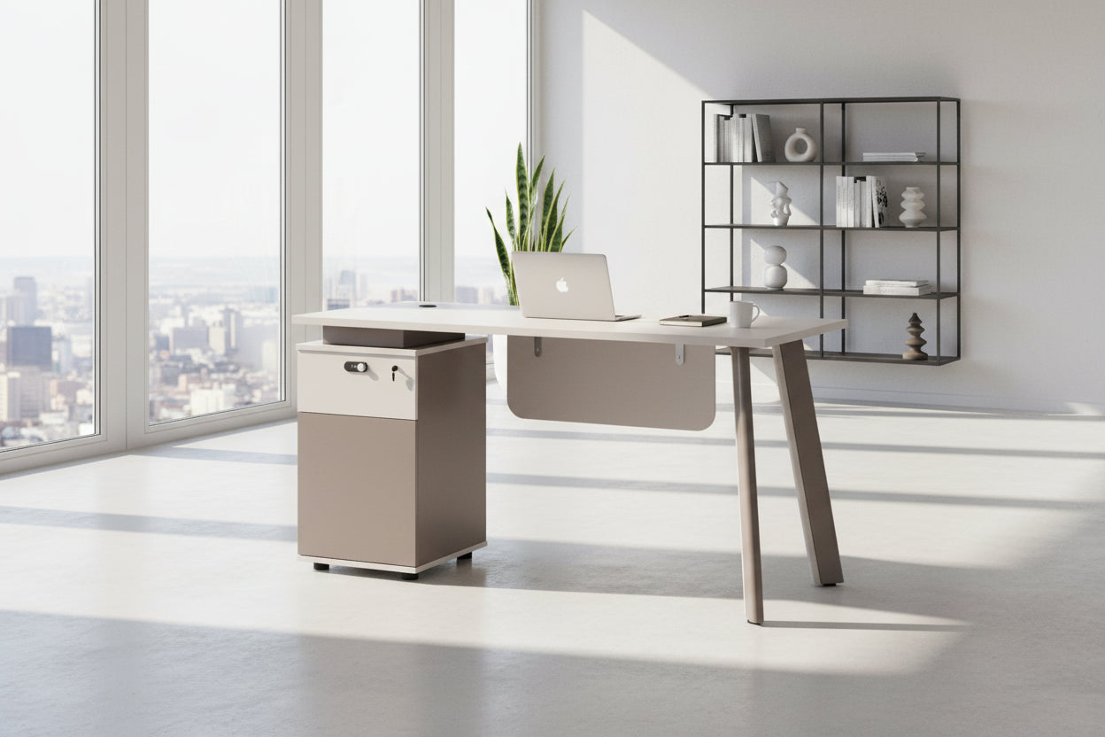 Бюро с ляв шкаф Newline меламин крем-светло кафяв 120x60x75см