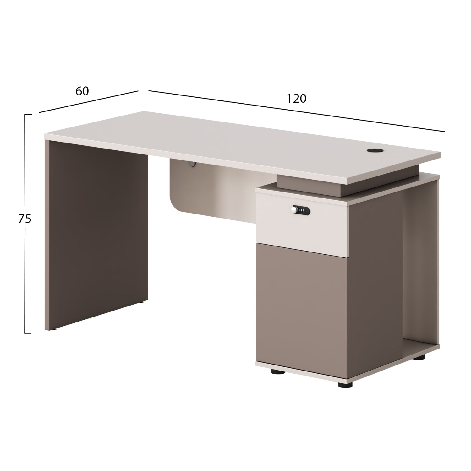 Бюро с десен шкаф  NEWLINE меламин крем-светло кафяв 120x60x75в