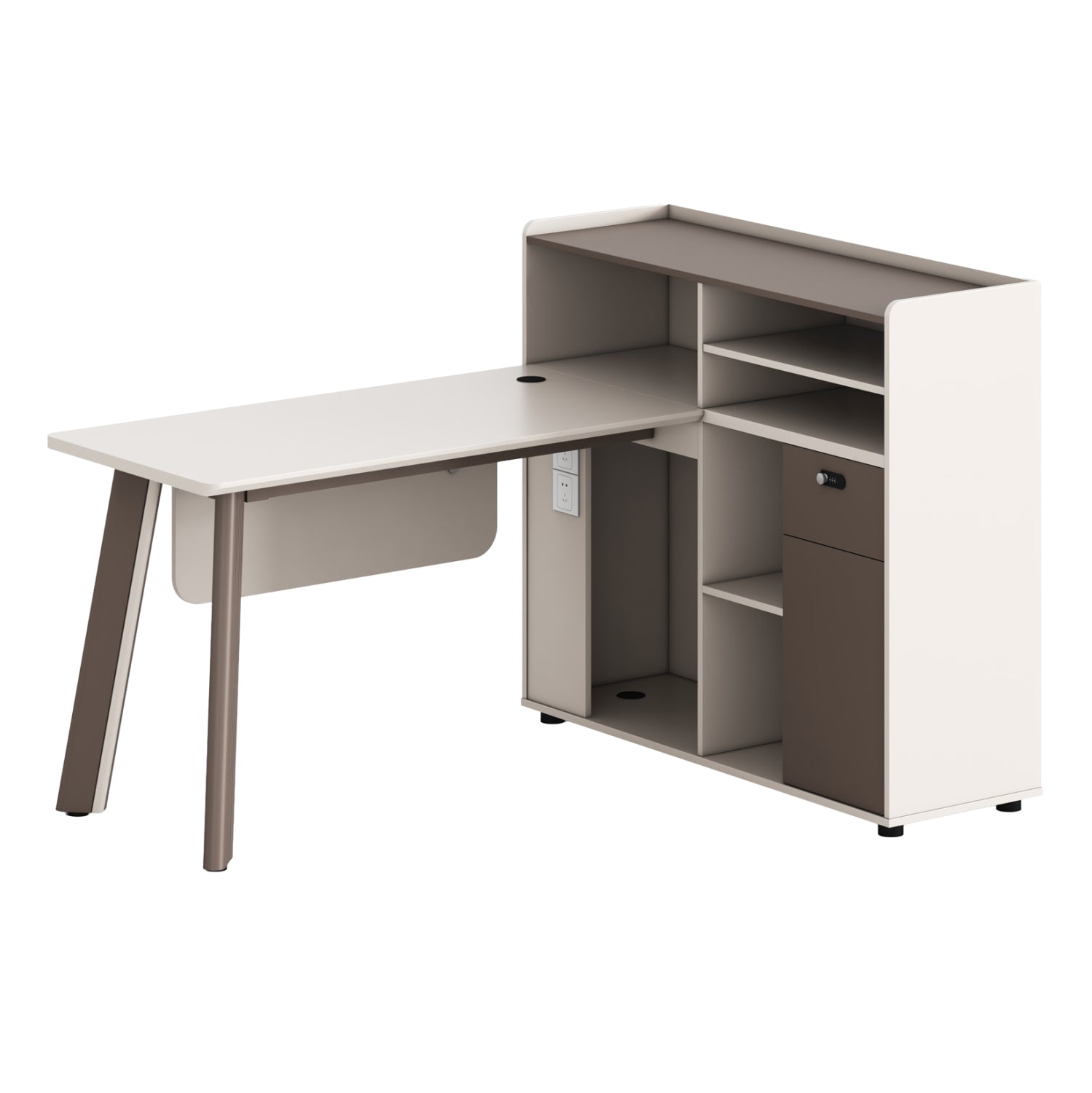 Дясно ъглово бюро   NEWLINE крем меламин - алуминиеви крака, 160x120x105см