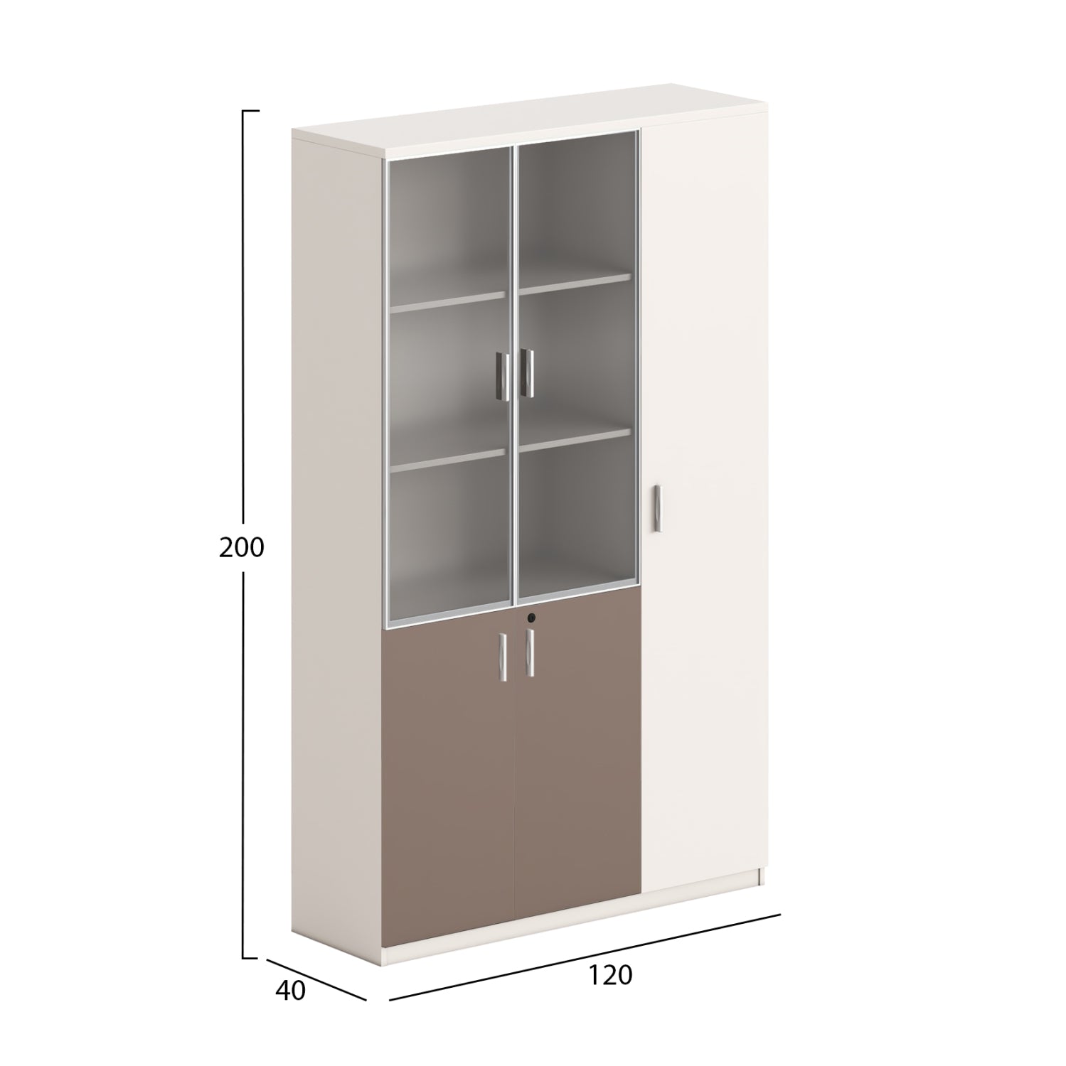 Офис библиотека NEWLINE 120x40 см  цвят кремаво бял-светло кафяв